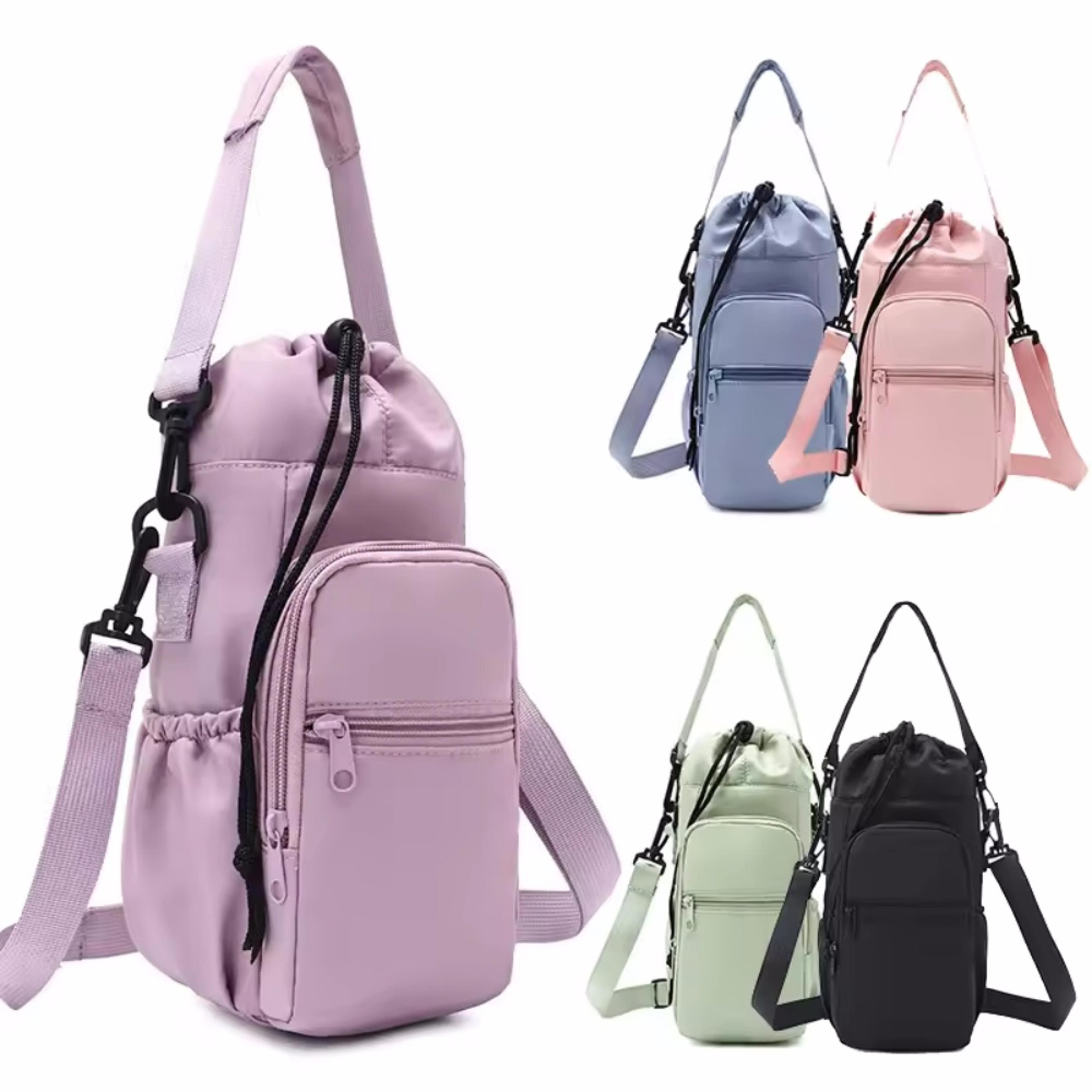 adventureflow insulated water bottle carrier bag with phone pocket & adjustable strap