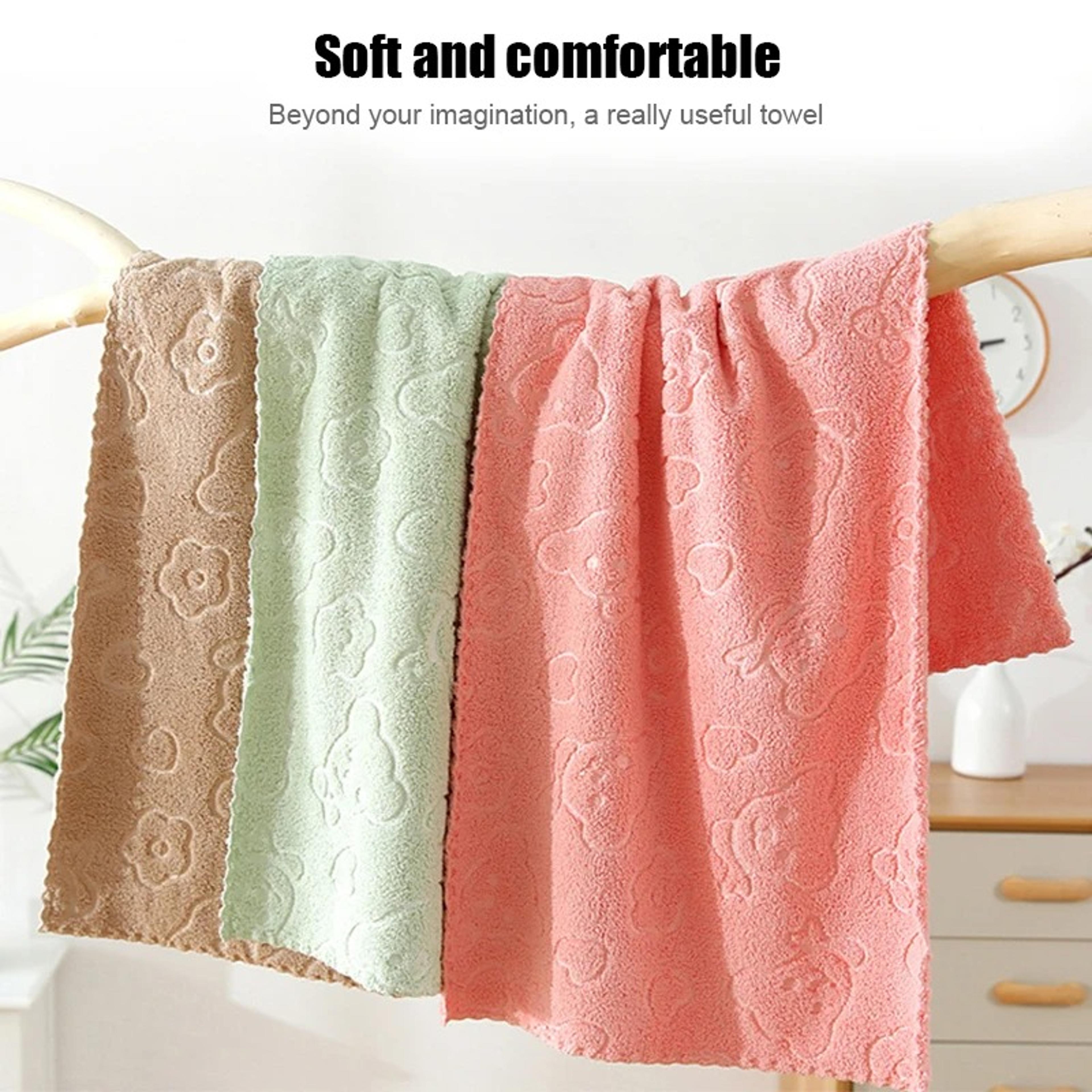 Cute Coral Fleece Face Towels Set  QuickDrying Bathroom Towels For Kitchen  Bath 1