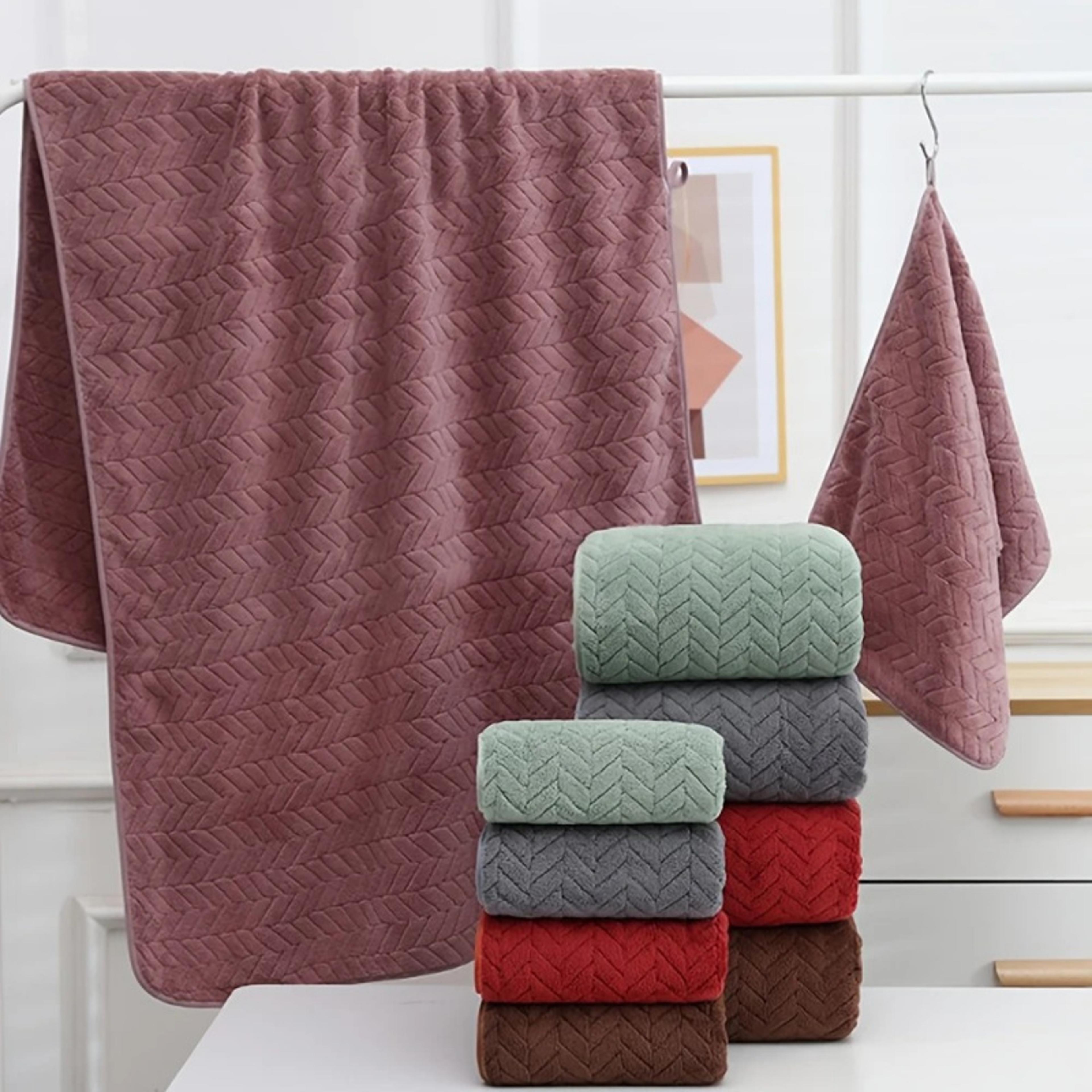 Luxury Coral Velvet Bath Towel Set  Soft Absorbent Bath Towels For Home Gym  Beach 1