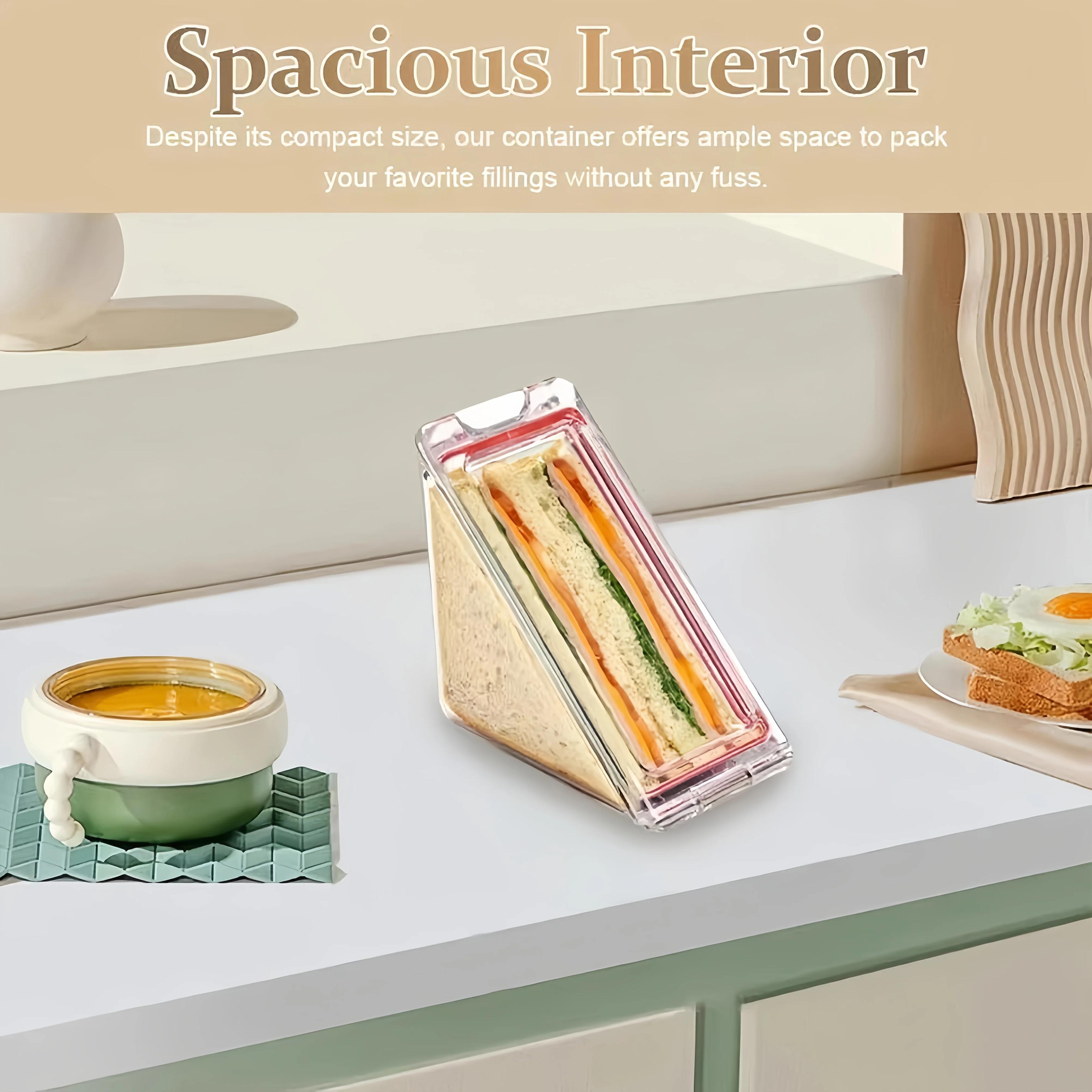 Kids Reusable Sandwich Container Set Portable Triangle Lunch Box With Secure Lids 4