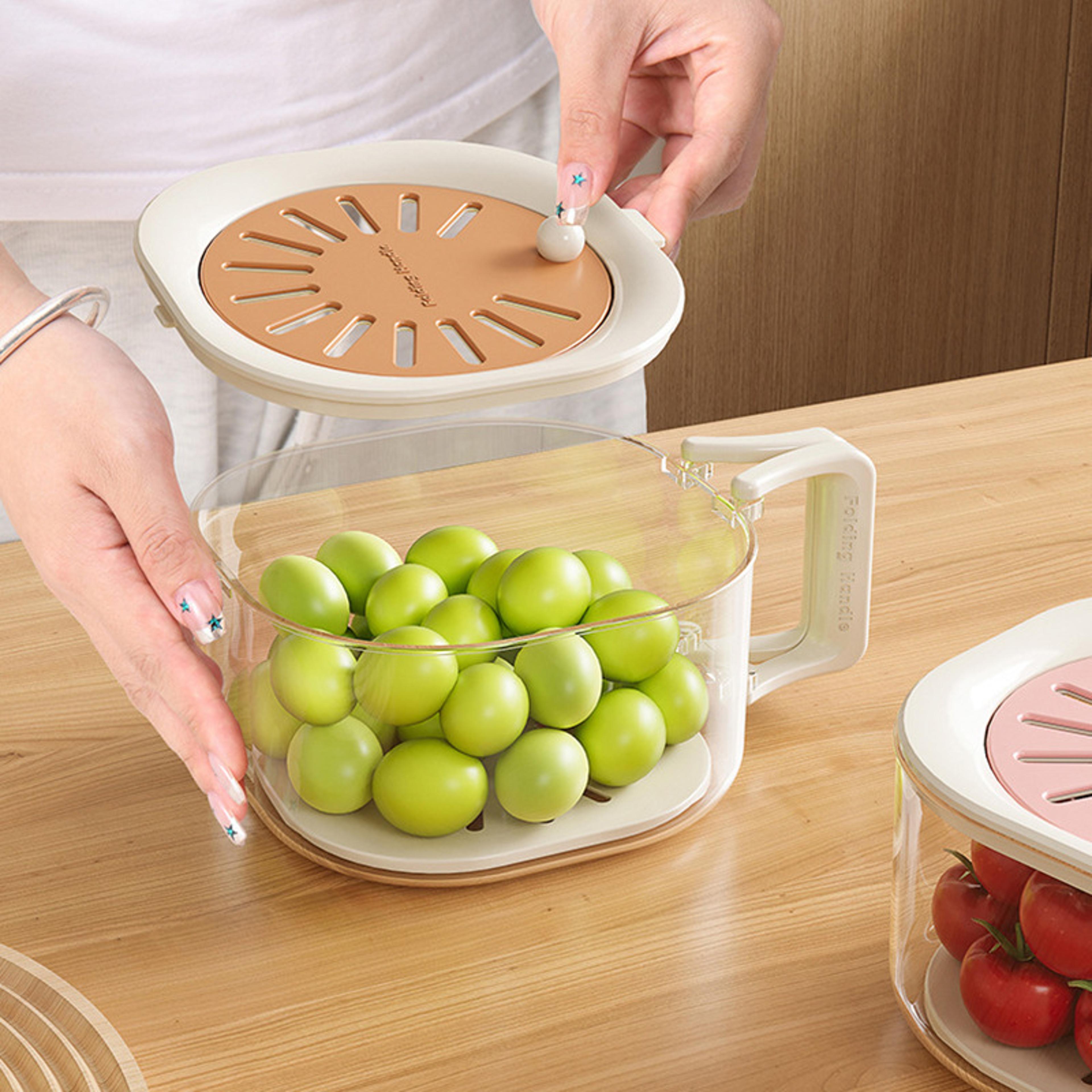 FreshGuard Stretchable Drain Basket With Lid For Washing Draining  Storing Produce 2