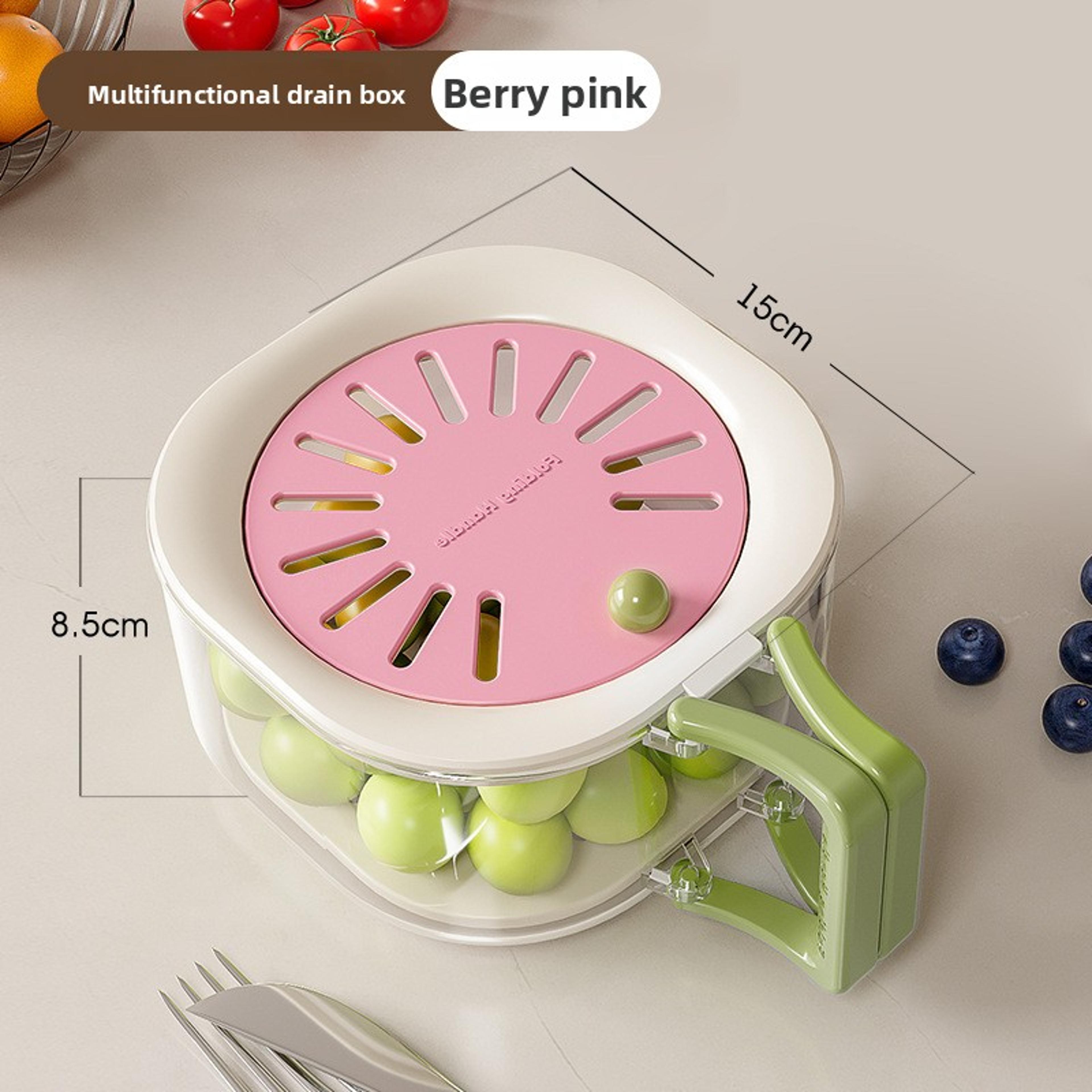 FreshGuard Stretchable Drain Basket With Lid For Washing Draining  Storing Produce 5