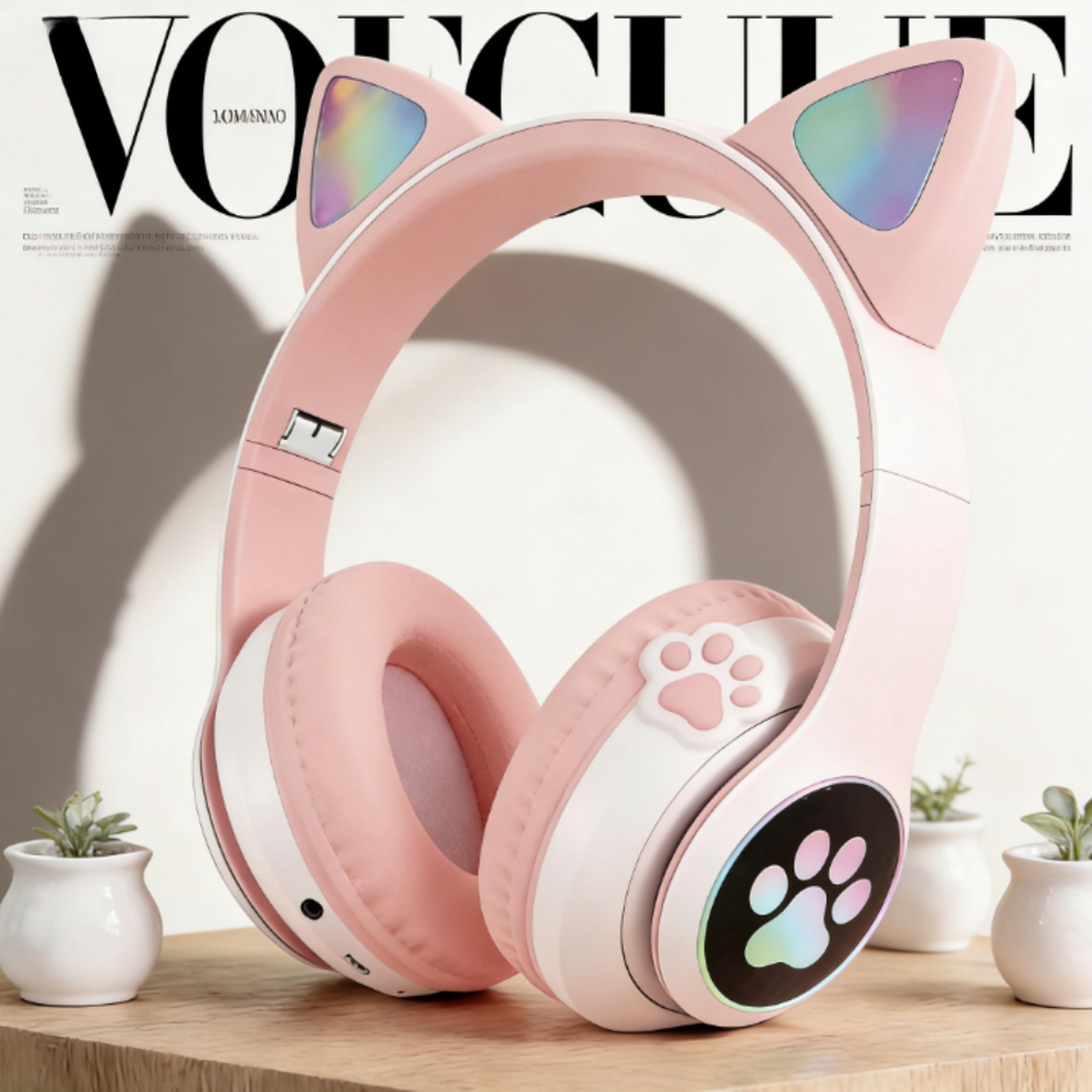 lumipaws rgb cat ear bluetooth headphones for kids with mic & stereo sound