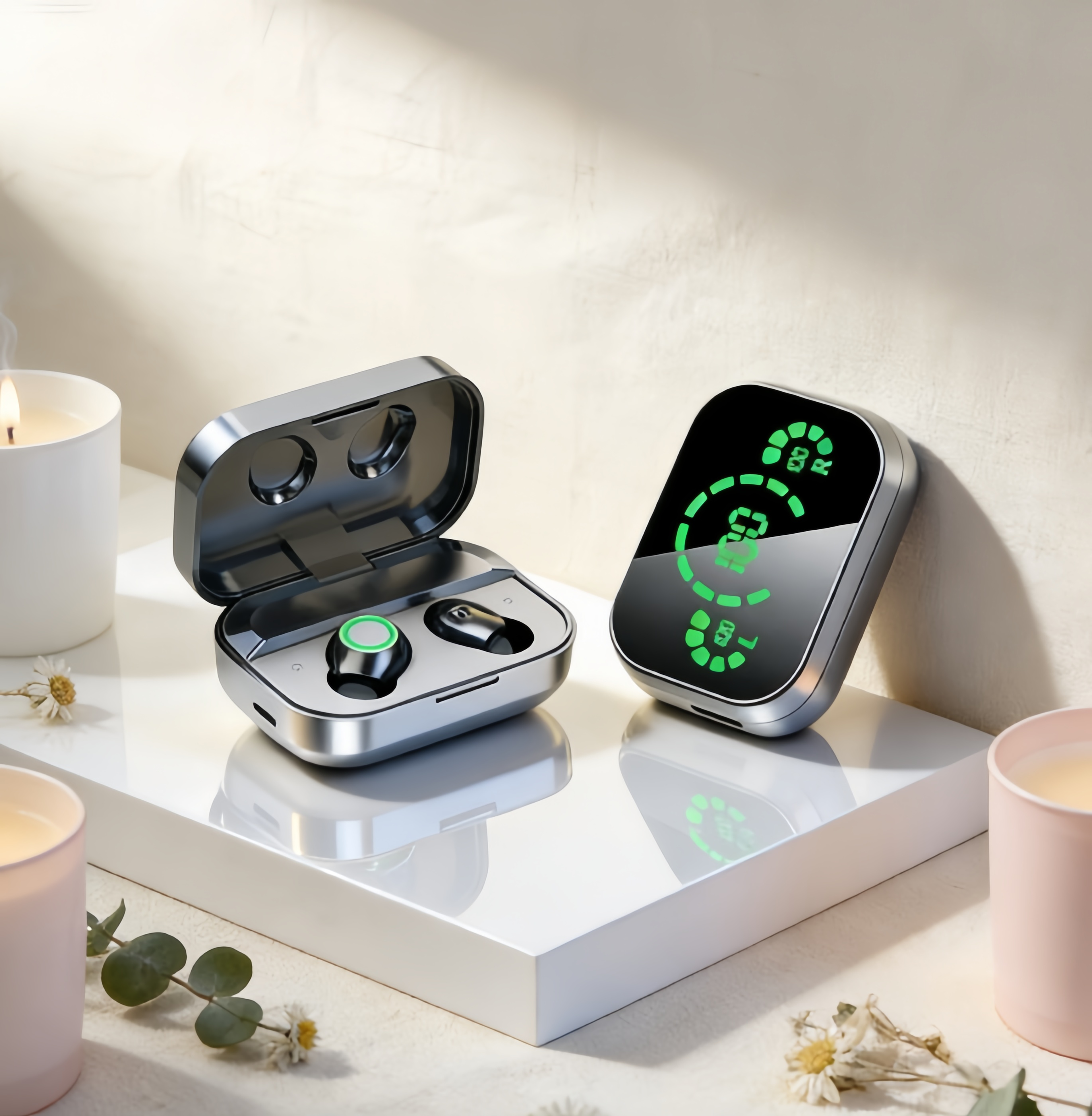 smarttouch tws wireless bluetooth earbuds with led charging case and hd mic