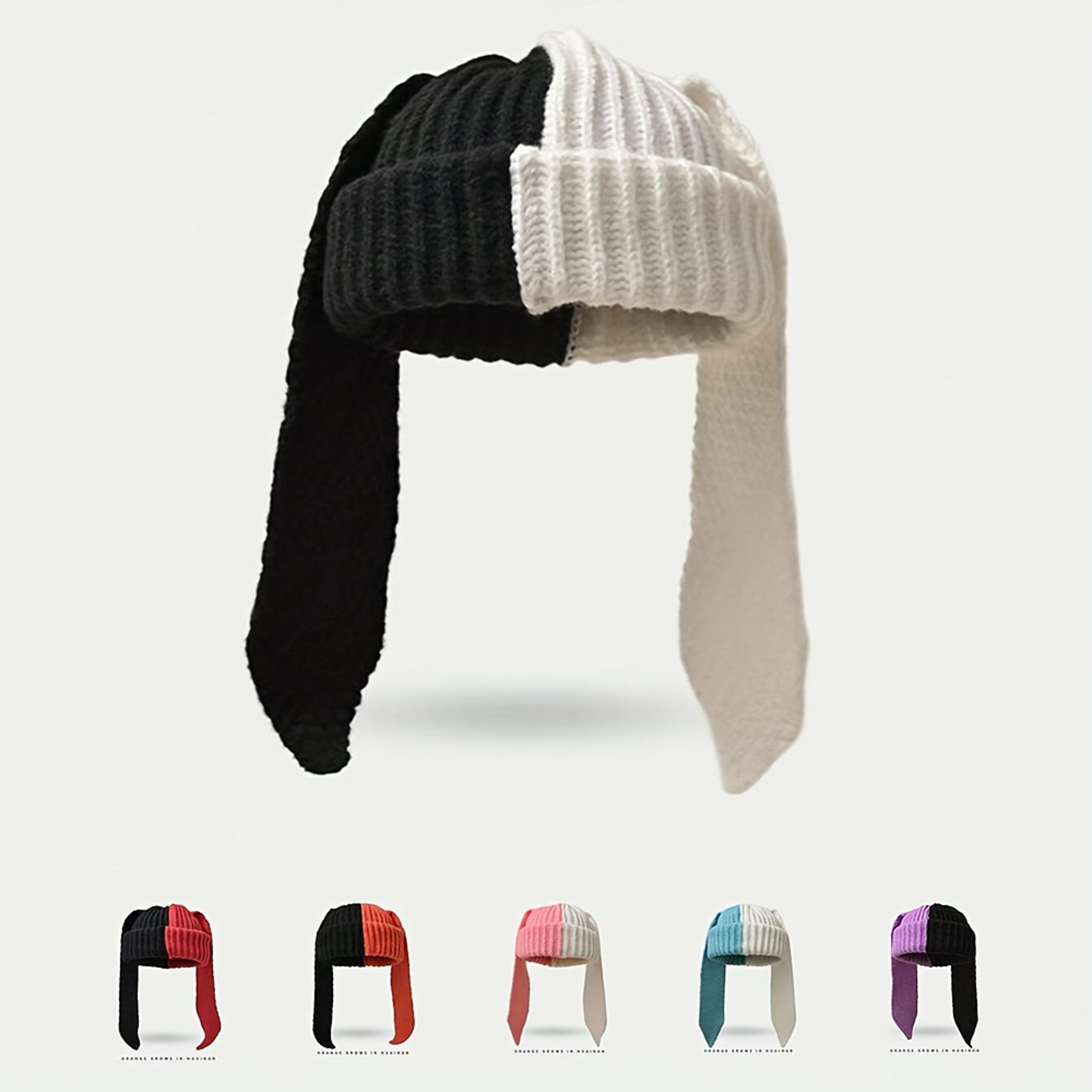 cute rabbit ear hat, women's long ear winter cap, animal themed warm clothing accessories
