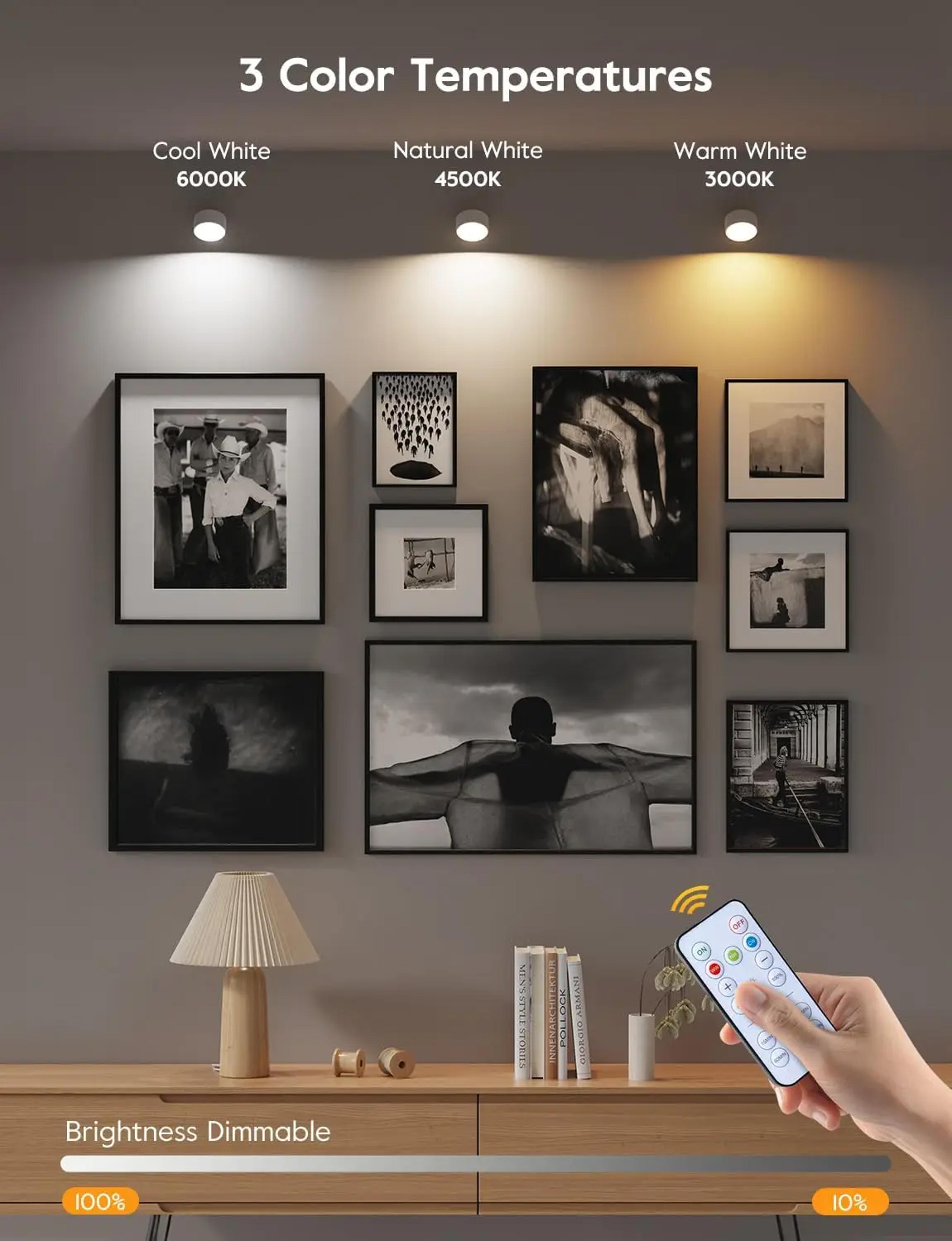 Rechargeable Dimmable LED Magnetic Wall Sconce Lights Wall Mounted Lights With Remote 2