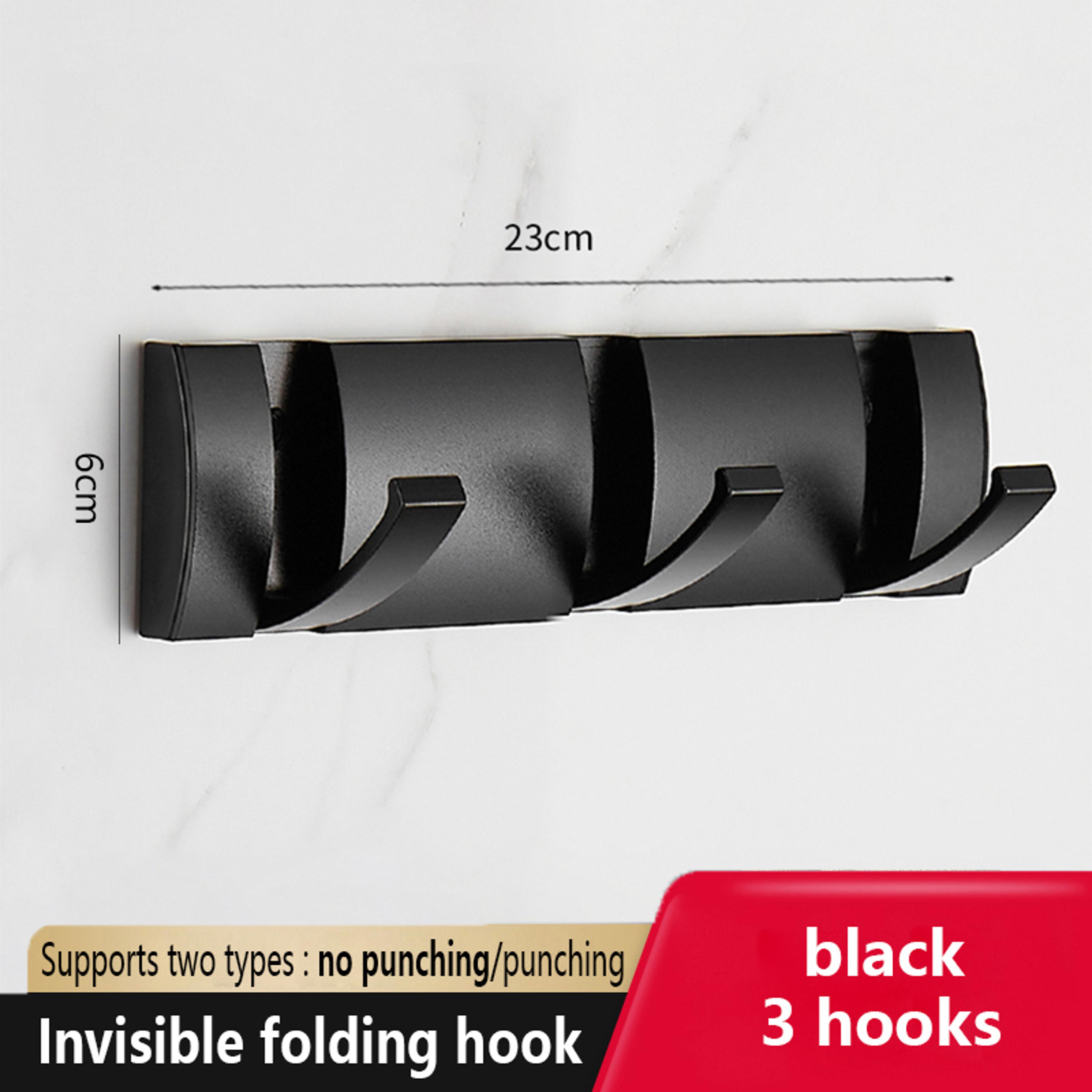 Nail Free Folding Door Hooks Towel Hanger Punch Wall Rack Hook Coat Clothes Holder For Bathroom Kit