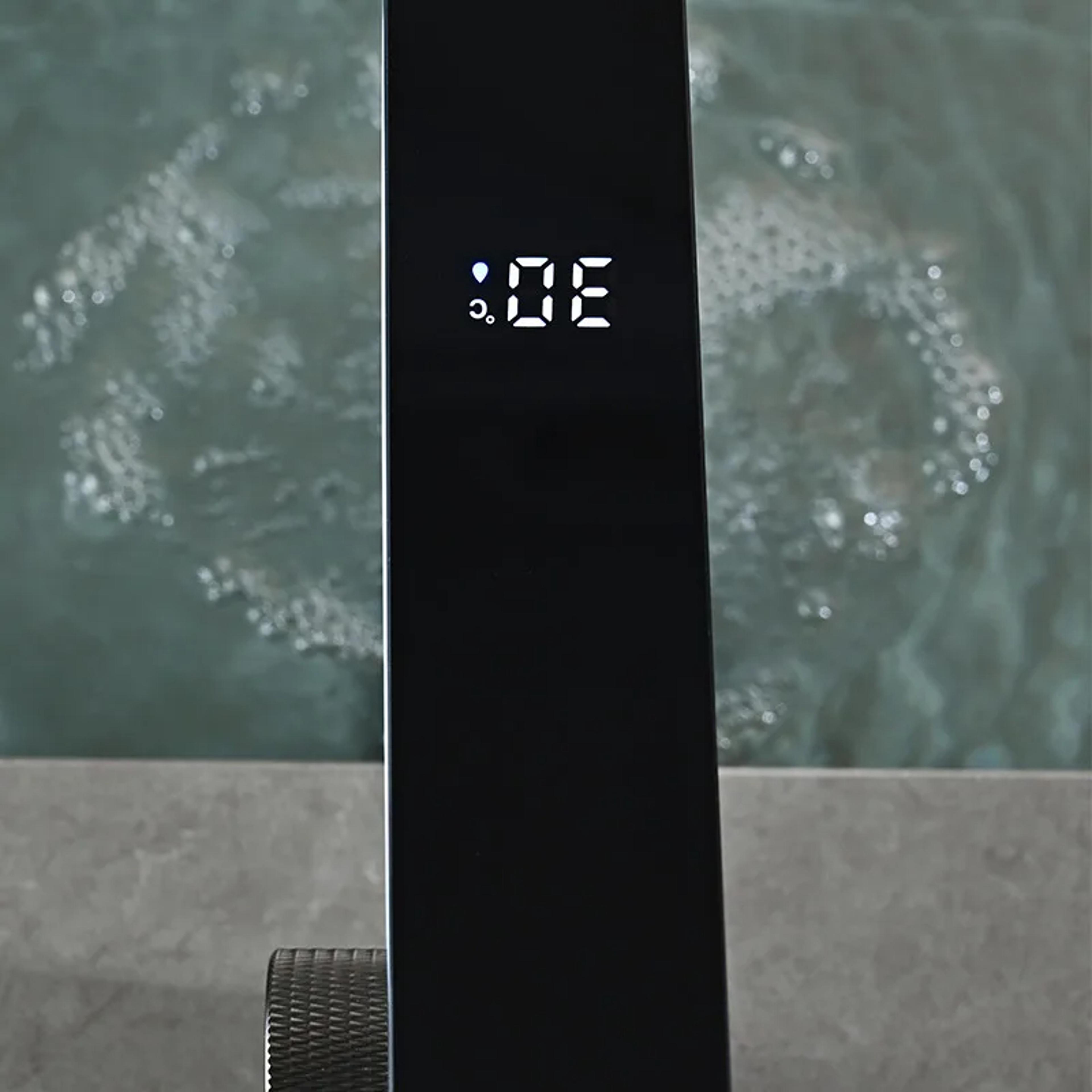 Intelligent LED Digital Display Bathroom Basin Faucet Brass Deck Mounted Washbasin Hot Cold Water M 3