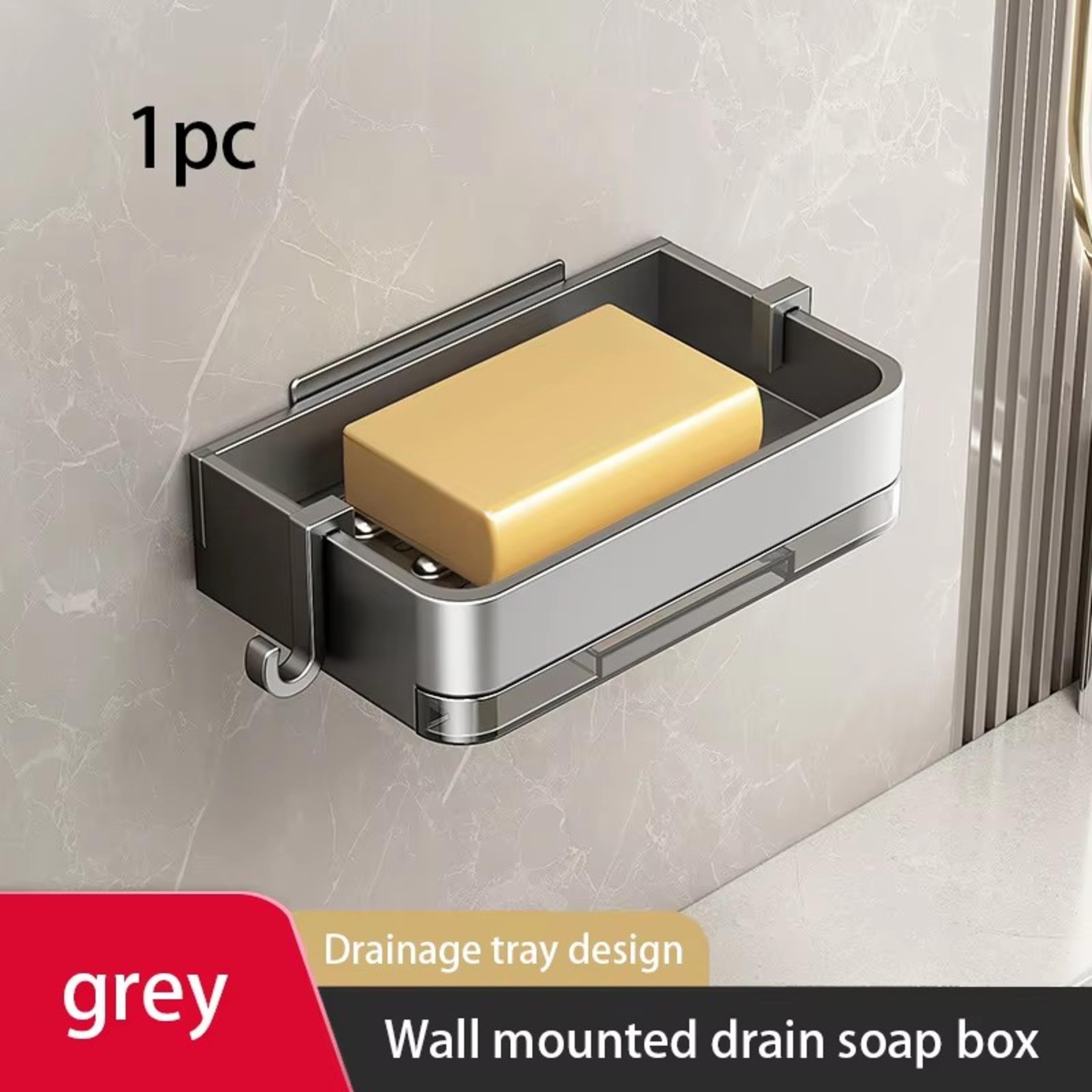 Wallmounted Space Aluminum Soap Dish Punchfree Bathroom Storage Rack Soap Box For Washroom 1