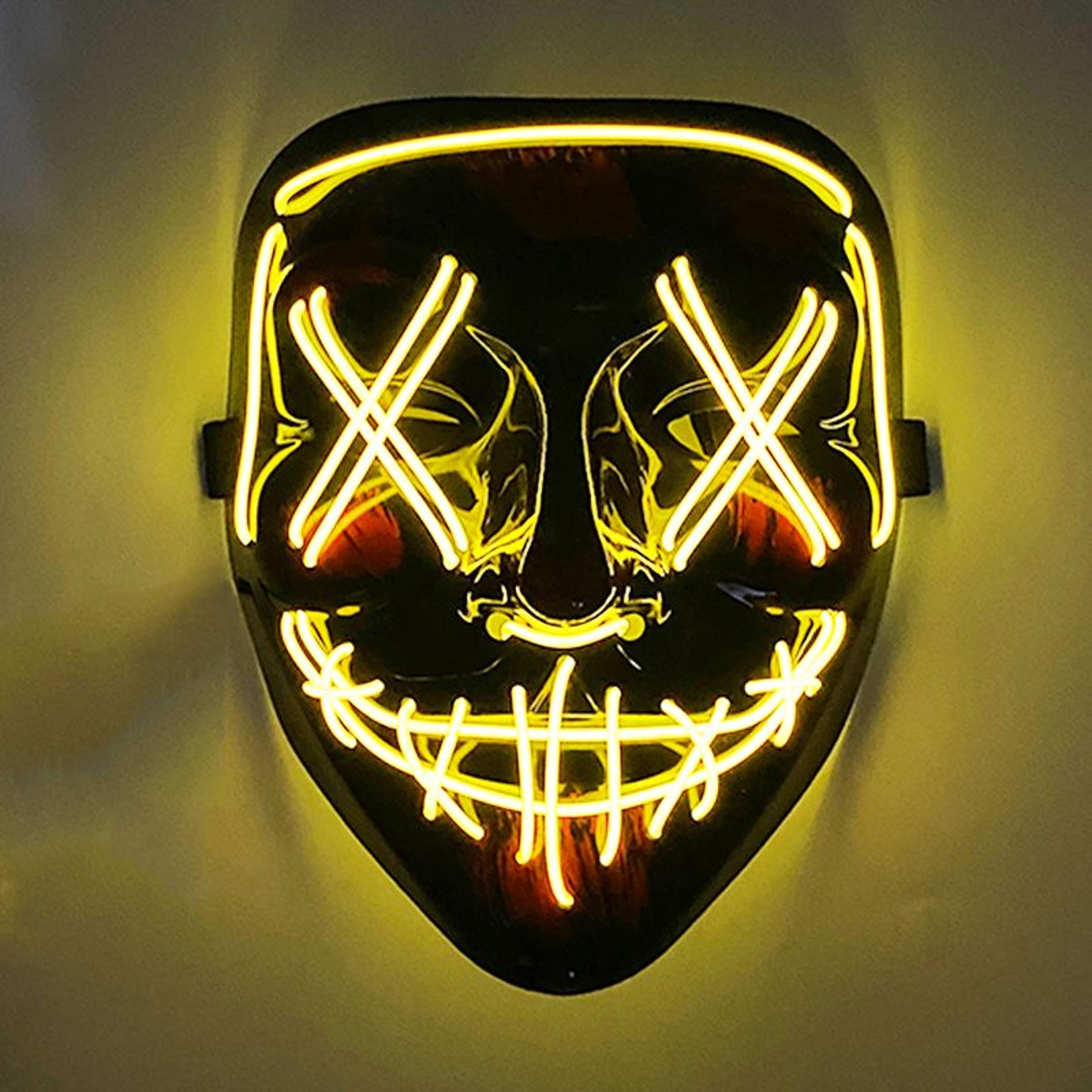 Glowing LED Mask with Neon Light Wireless Festival Costume Supplies for Halloween  Carnival