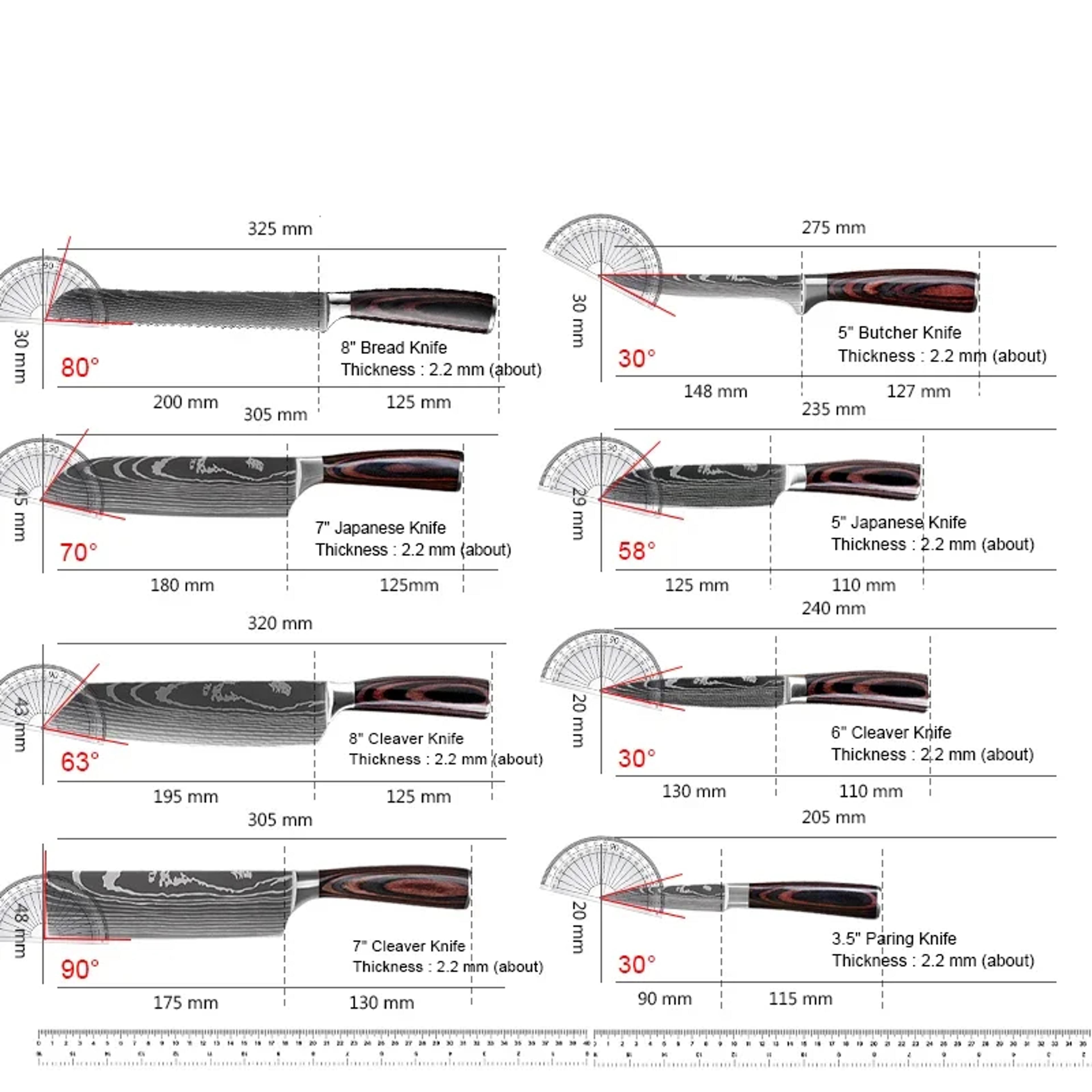 Laser Damascus Kitchen Knife Cleaver Meat Fruit Bread Knife Barbecue Boning Knife Cut Chicken Conve 8