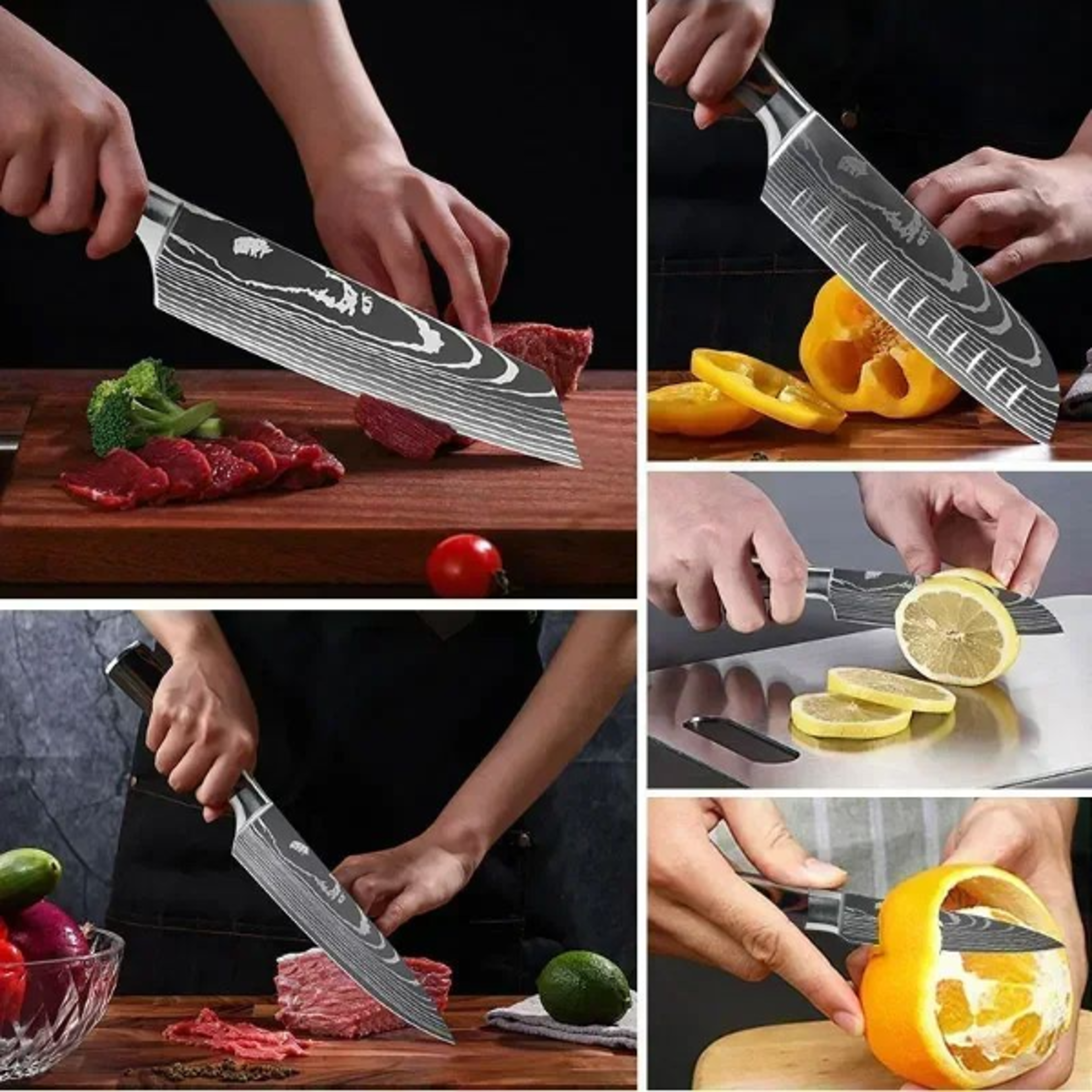Laser Damascus Kitchen Knife