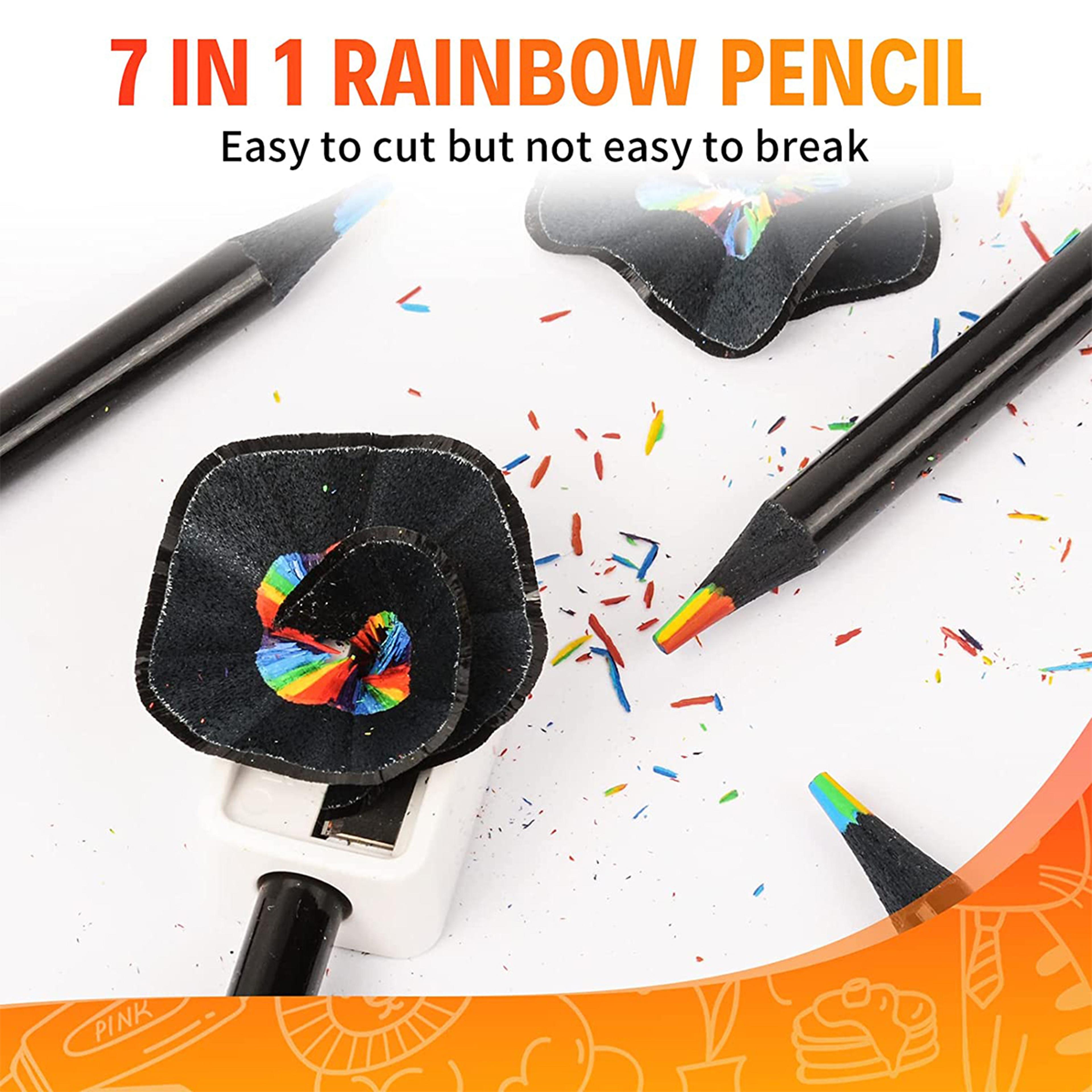 7in1 Rainbow Drawing Pencils Colored Black Wood Pencils for Sketching Doodling Coloring  Paint
