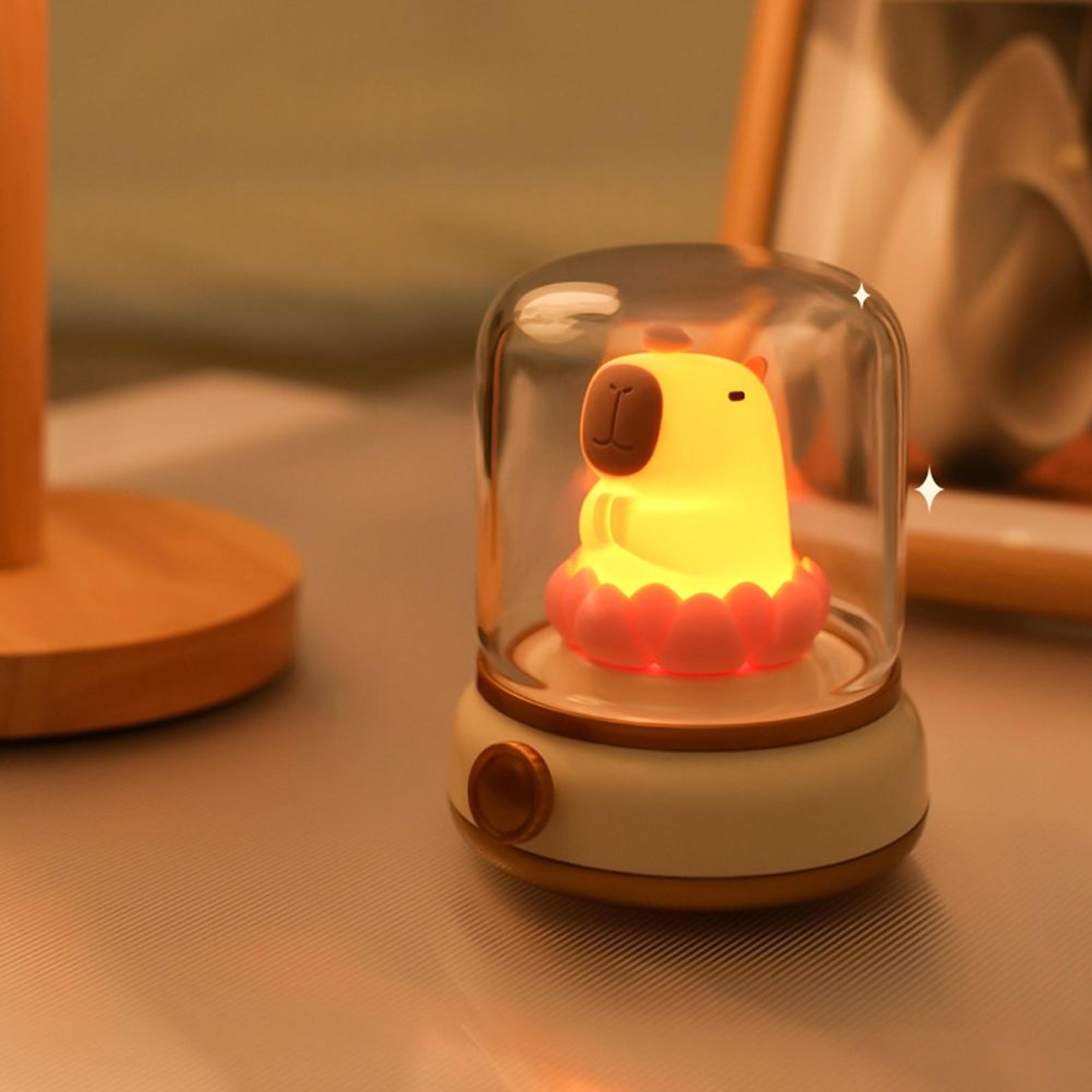 Cute Capybara Flameless Candle Night Light Dimmable 2Mode Bedside Lamp for Kid Bedroom