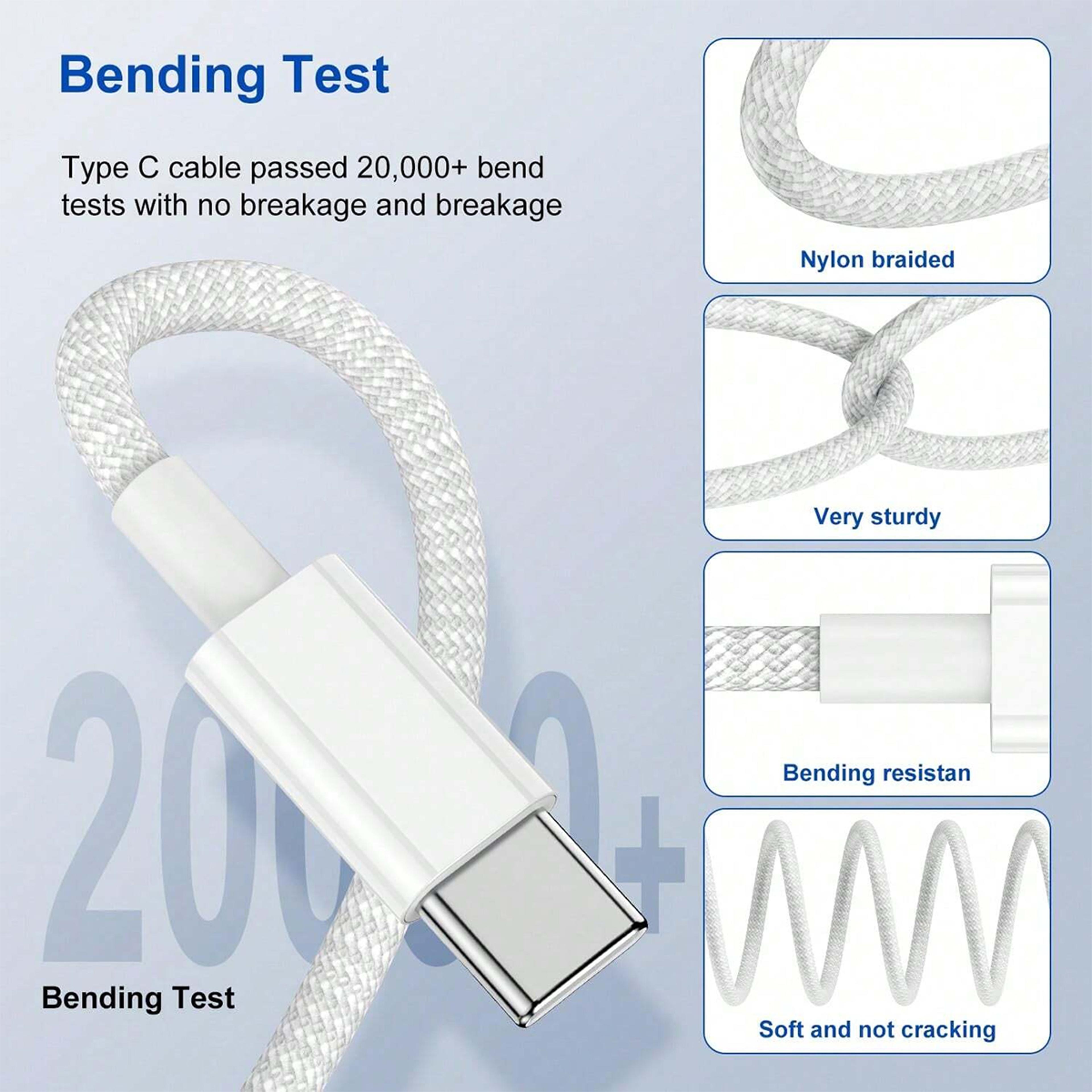 30W Wall Charger With USBC Port  33Ft Braided TypeC Cable Fast Charging For IPhone 16 IPad Samsung  3