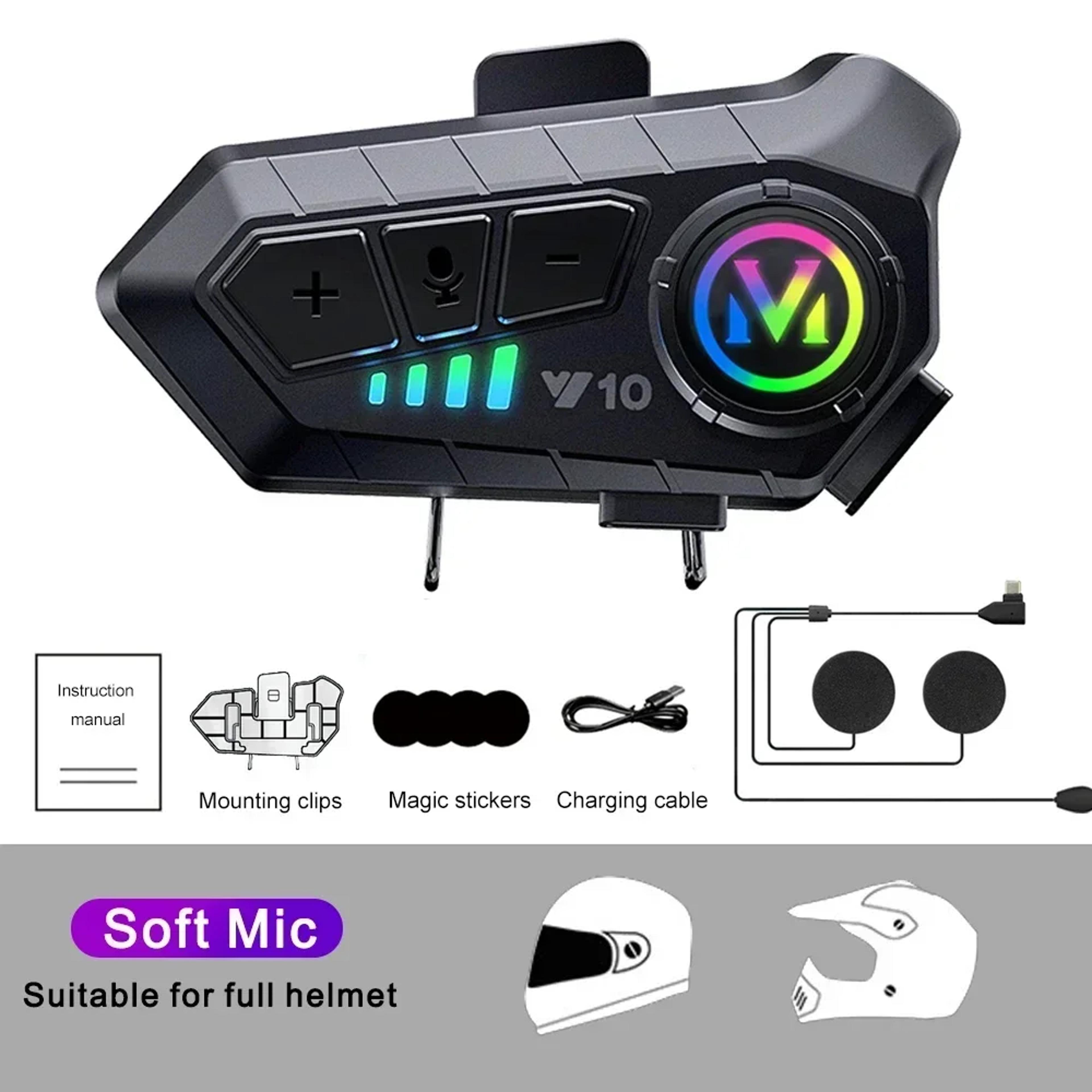 Wireless Motorbike Bluetooth Headset  HandsFree Helmet Earphone With 2000mAh Battery  Waterproof De 7