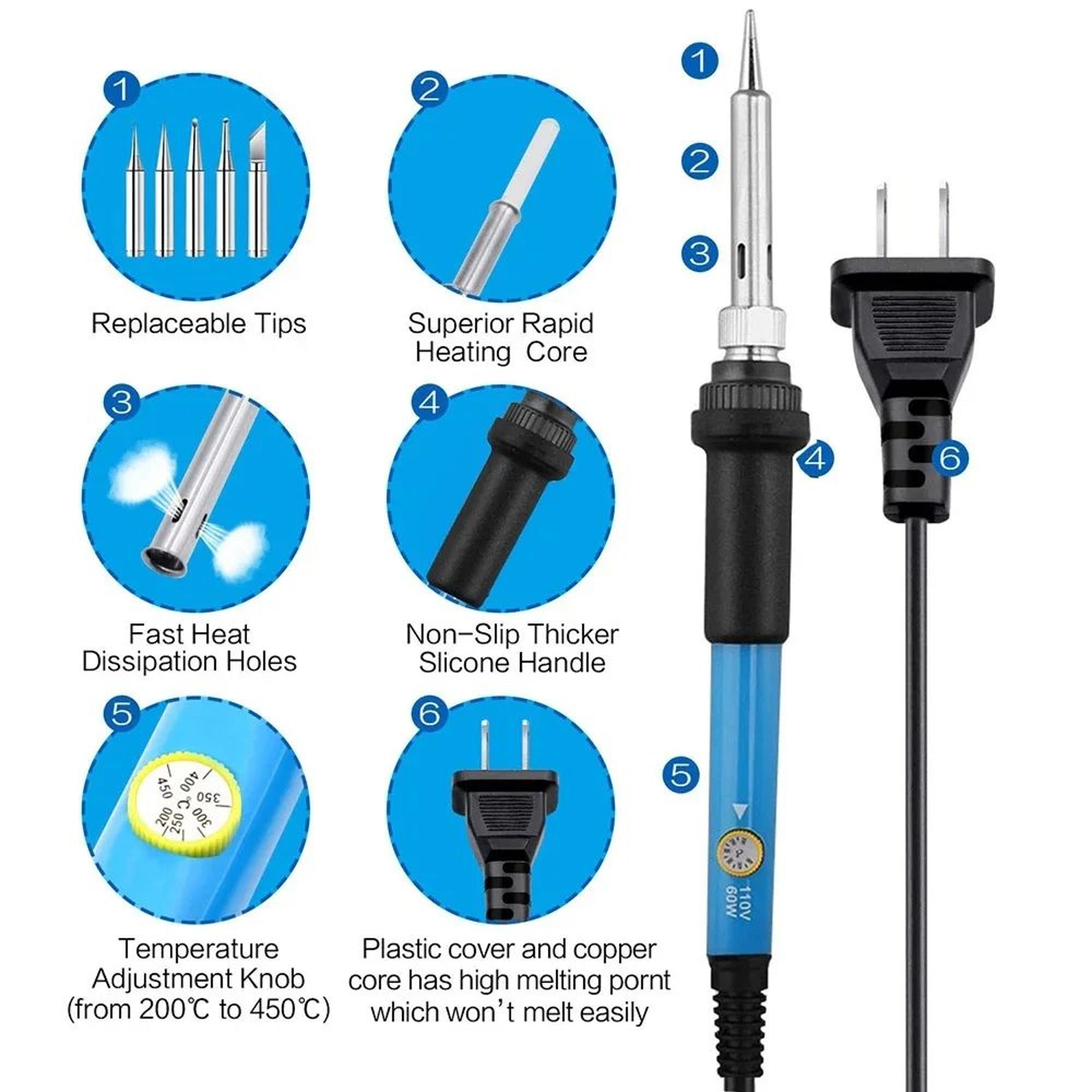 60W Adjustable Temperature Electric Soldering Iron US 110V Welding Iron With Rework Station Heat Pe 1