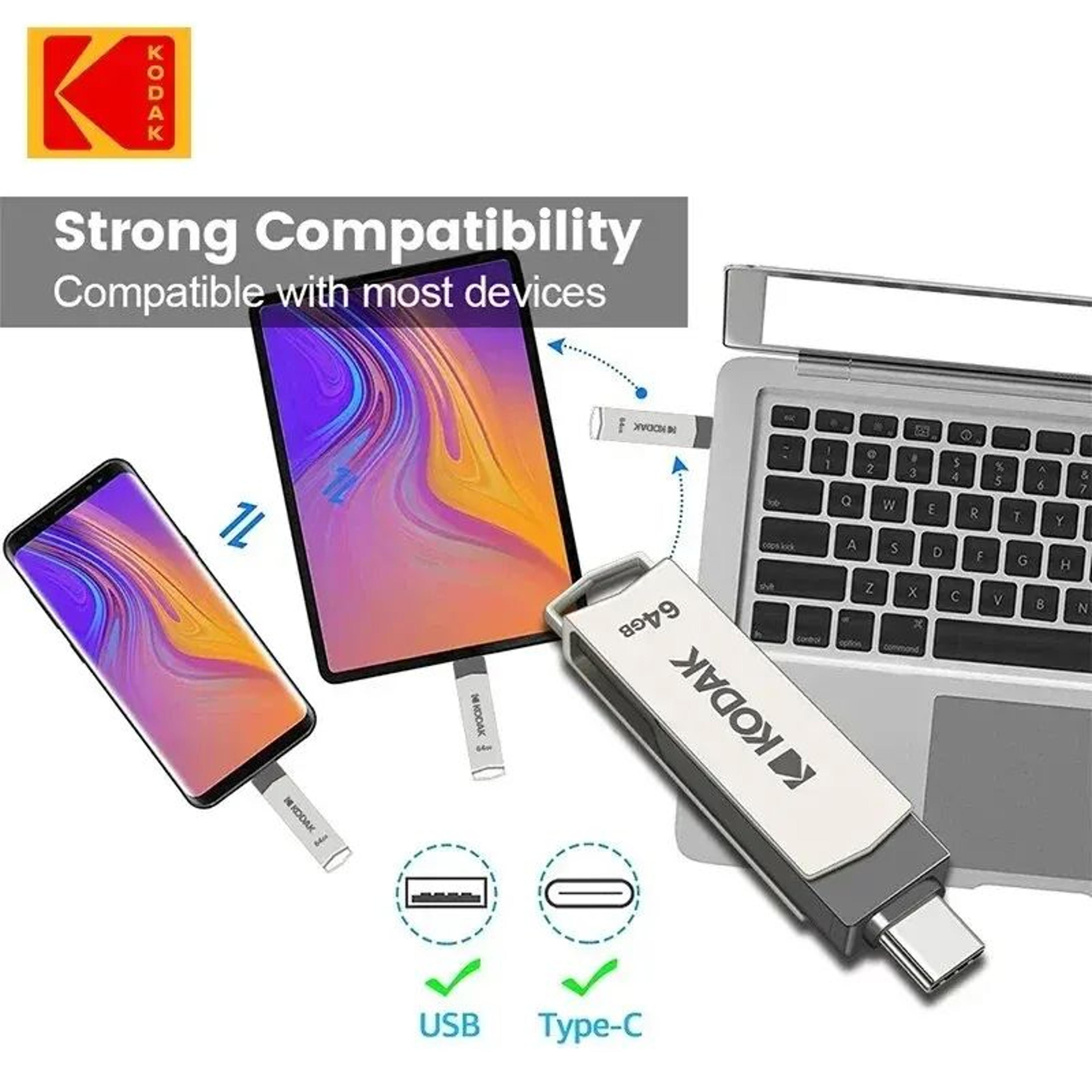 KODAK USB Type C Flash Drive  HighSpeed Dual Memory Stick For Smartphone  Laptop 2