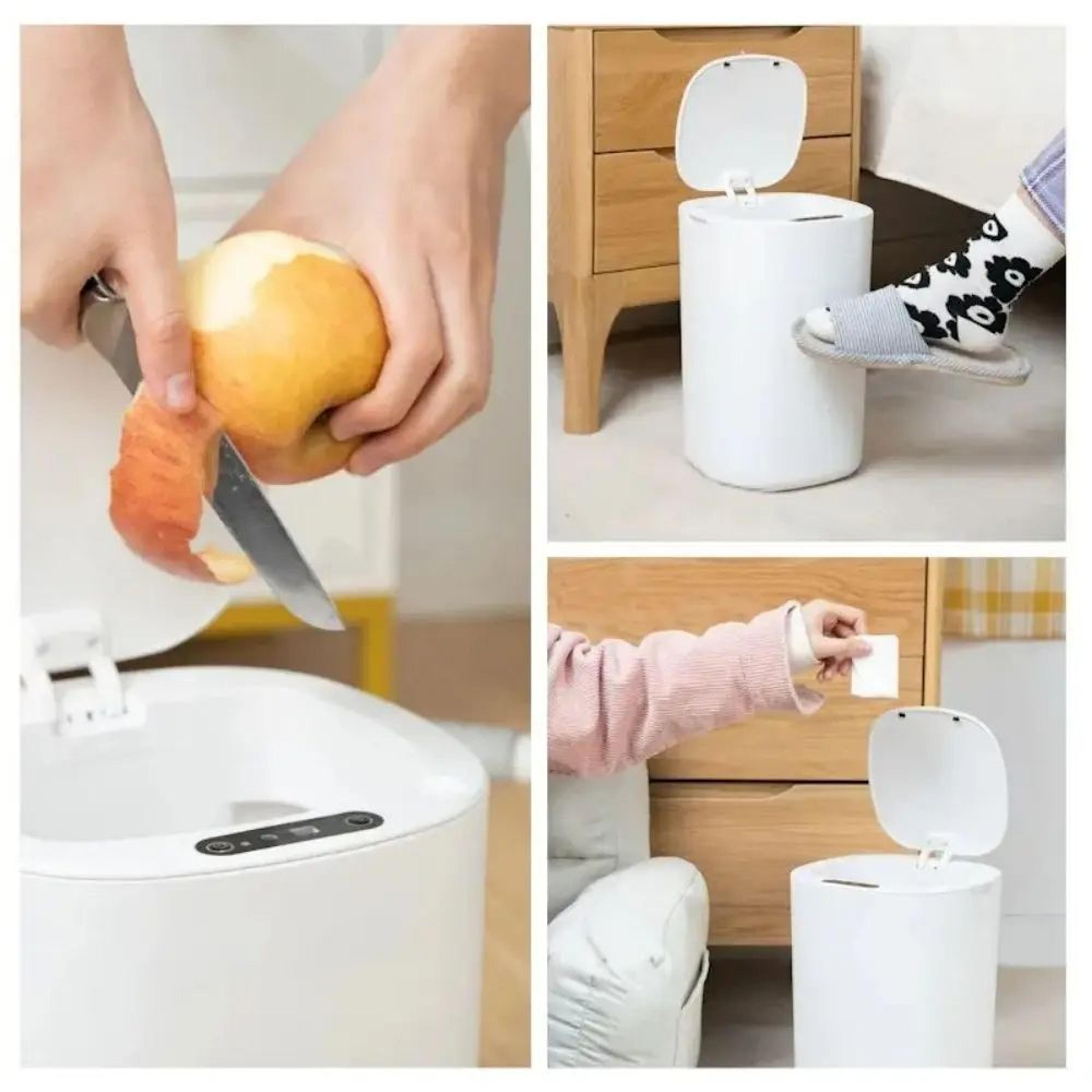 Automatic Smart Sensing Trash Can Electric Touchless White Waste Bin Waterproof For Kitchen  Bathro 2