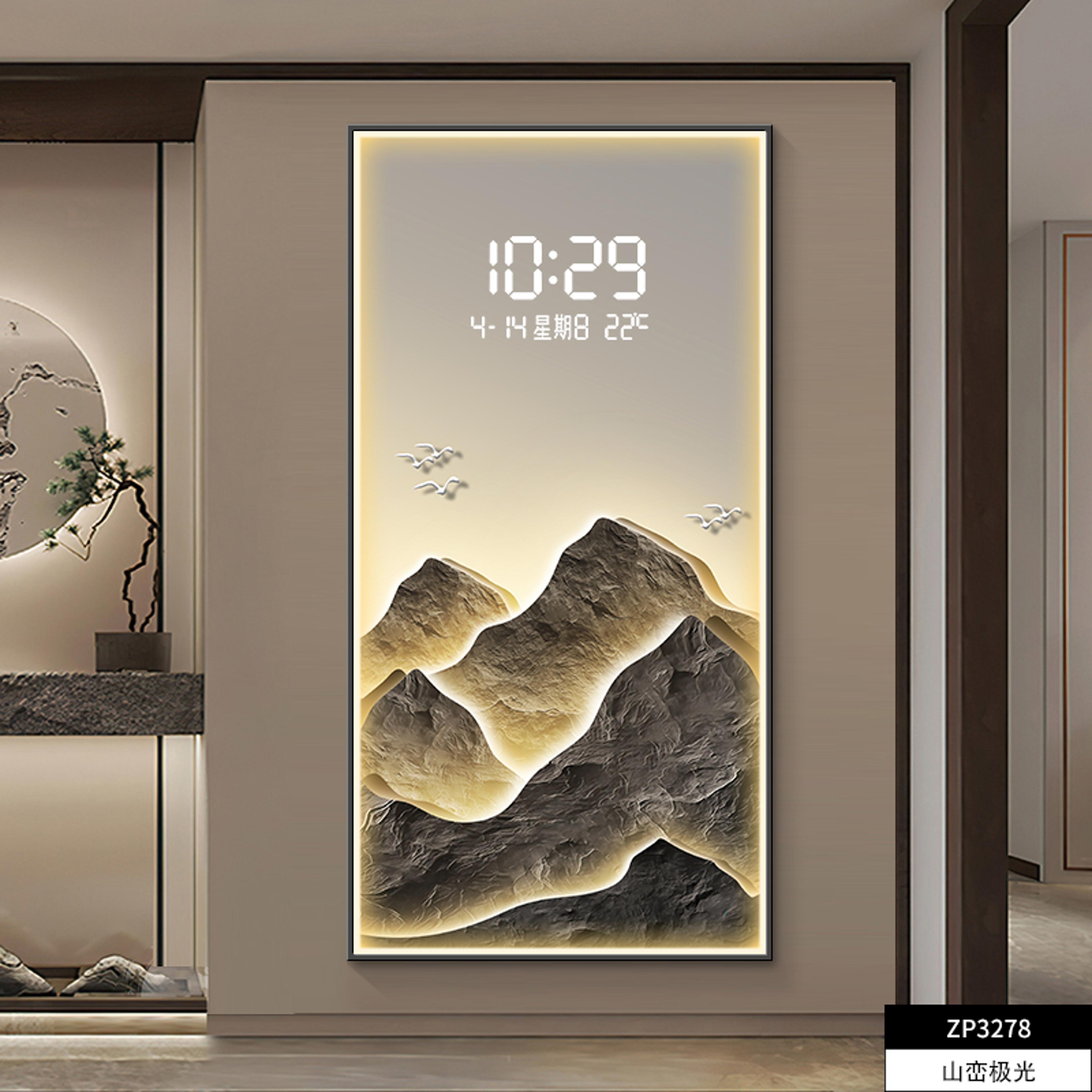 Digital Display Wall Clock With LED Lights Stylish Living Room Decor Electronic Hanging Painting Cl 2