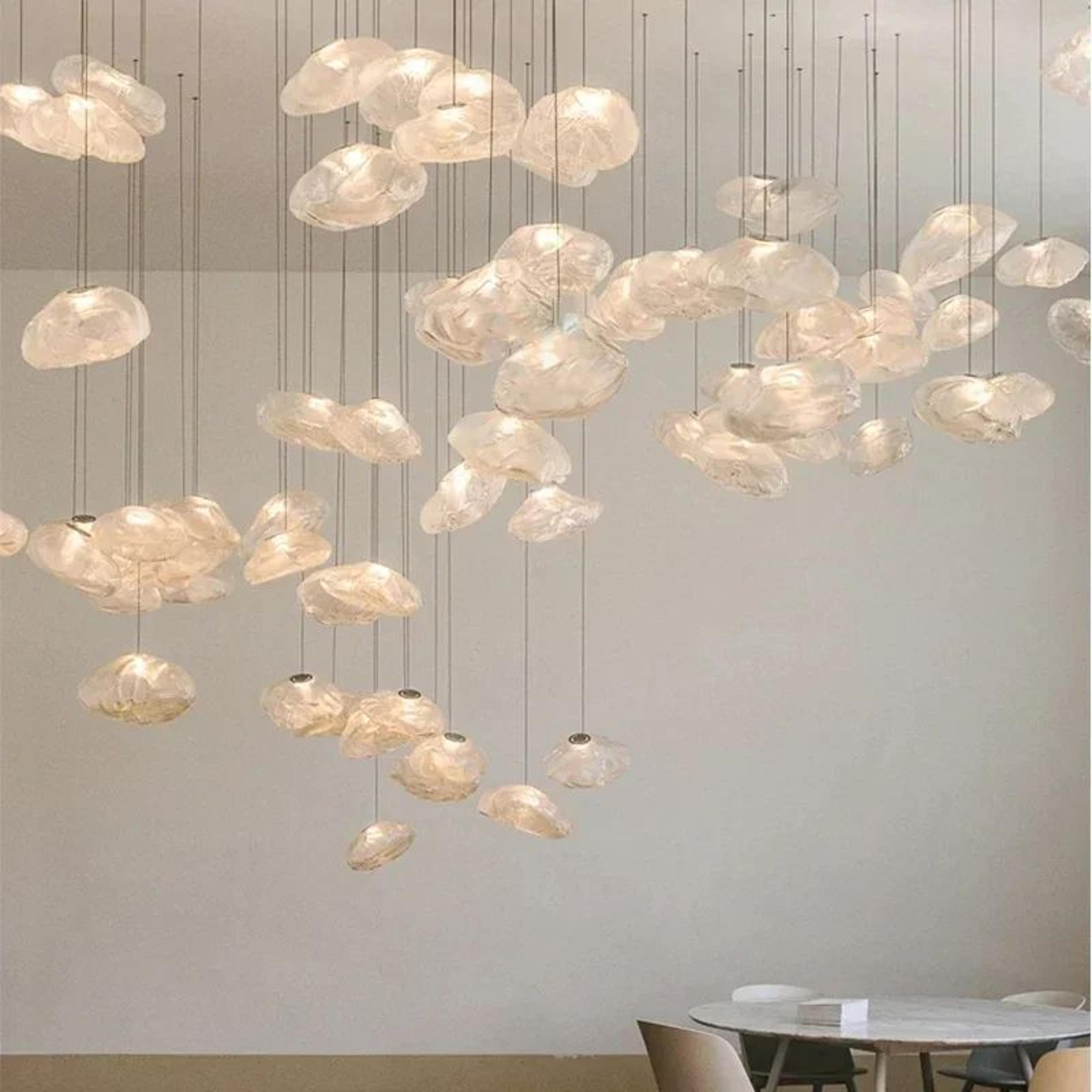 Modern Cloud Design Smoky Grey Glass Pendant Light Handcrafted Blown Glass Hanging Lamp For Living  5
