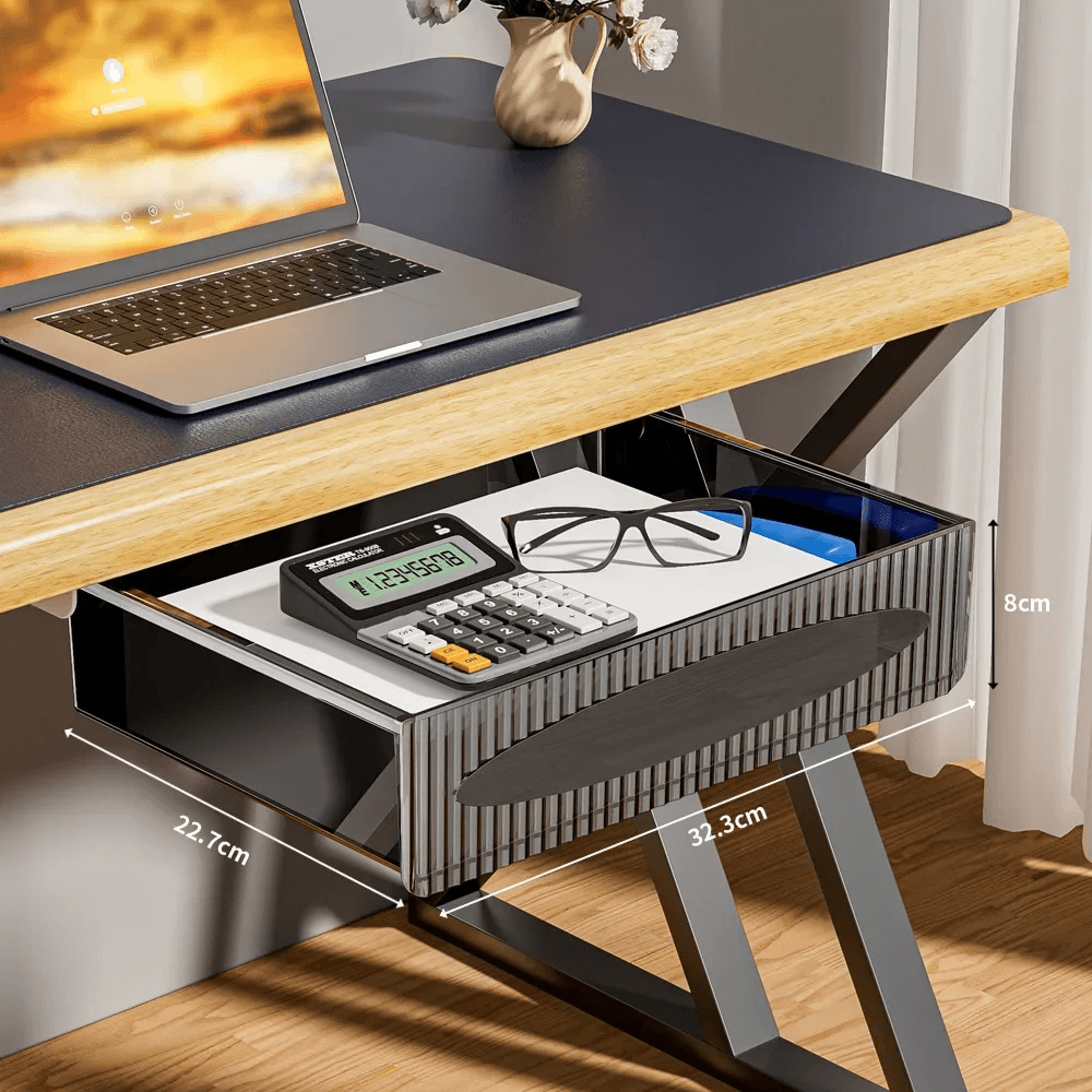 Invisible UnderDesk PullOut Storage Box Large Capacity Hanging Shelf Drawer 0
