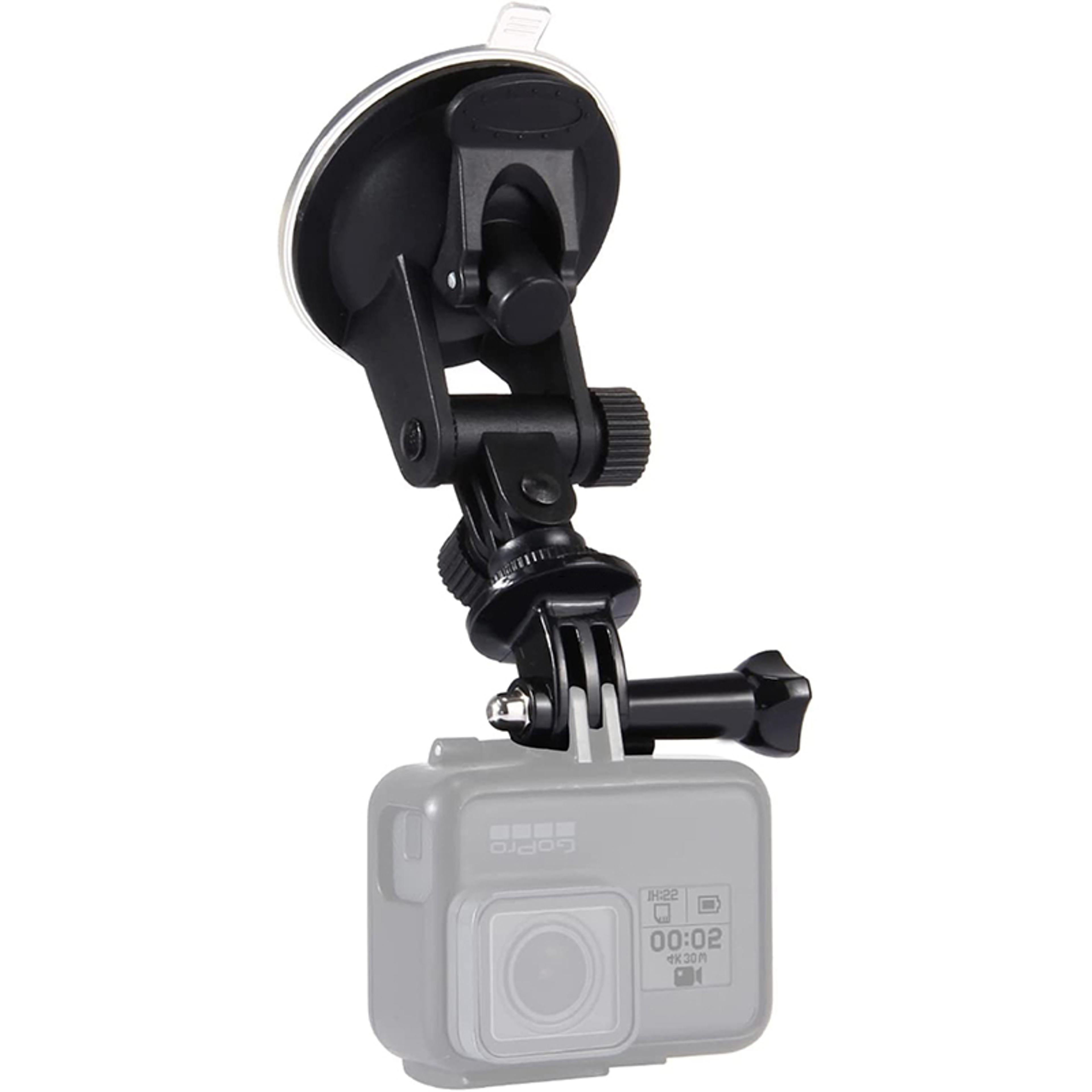 heavy duty suction cup camera car mount with tripod adapter and phone holder for gopro hero & dji osmo action series
