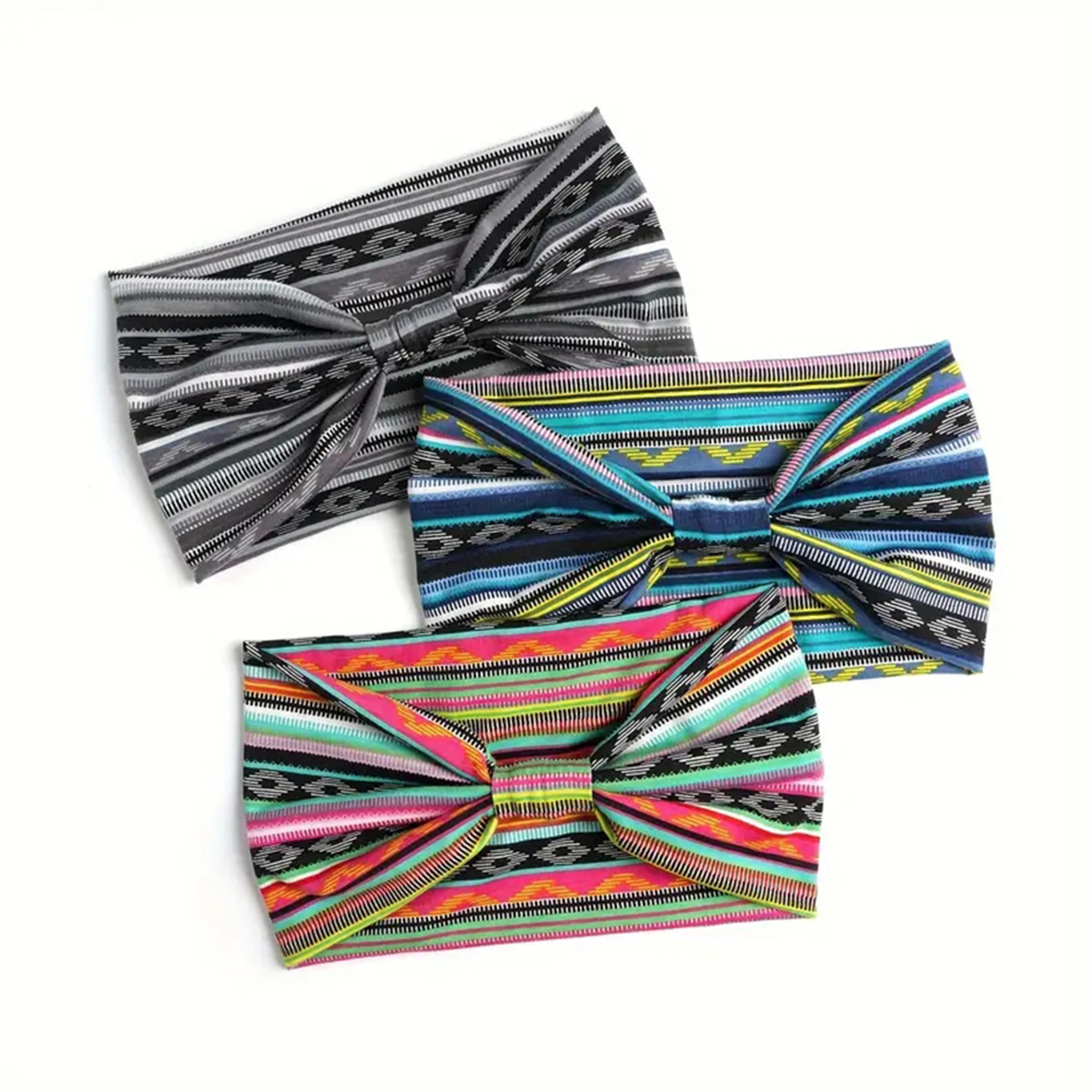 Women Bohemian Style Elastic Headscarf Fashionable Breathable Cotton Wide Brimmed Hair Accessories  4