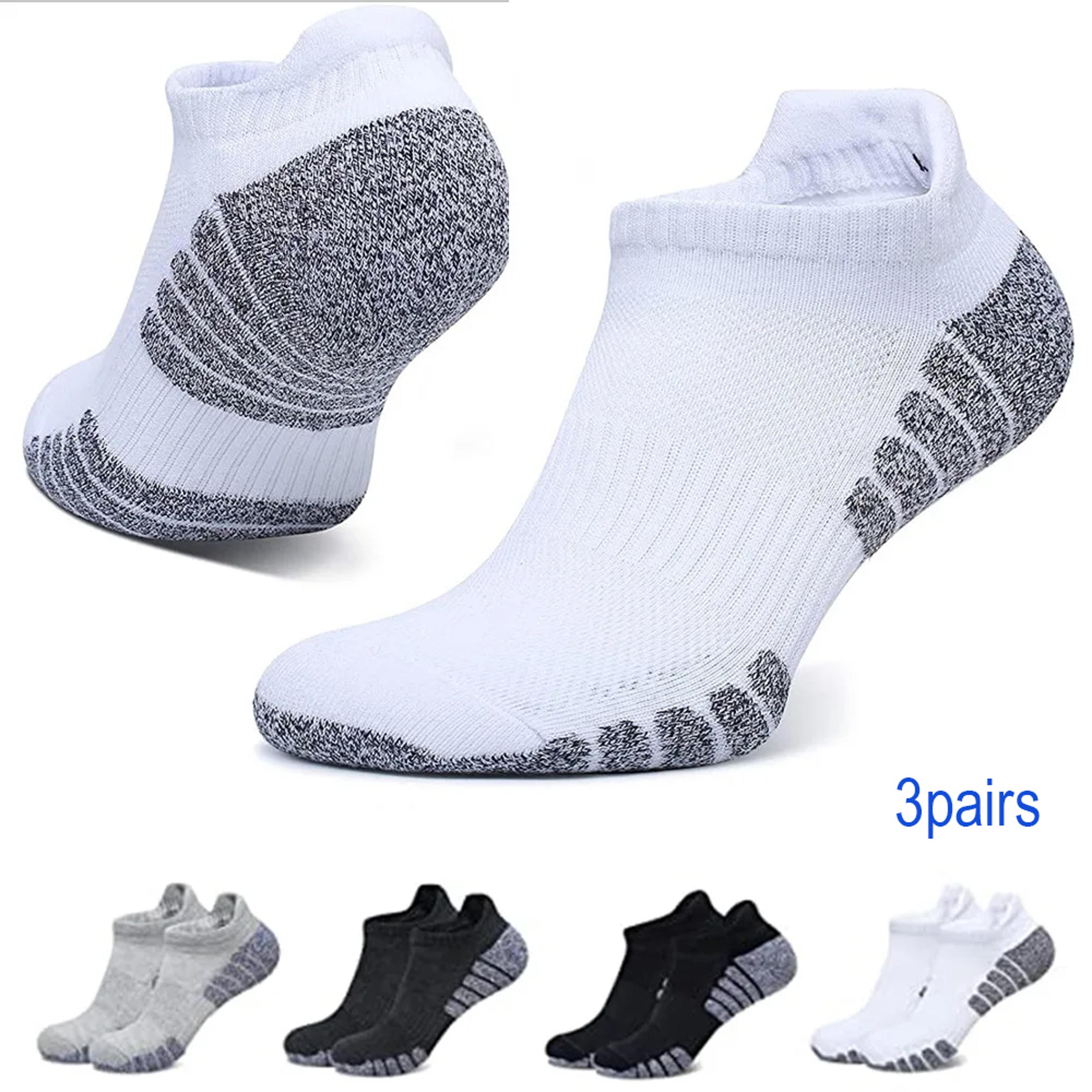 low cut breathable sports socks for men women, thickened terry mesh boat socks non-slip shock absorbing running ankle