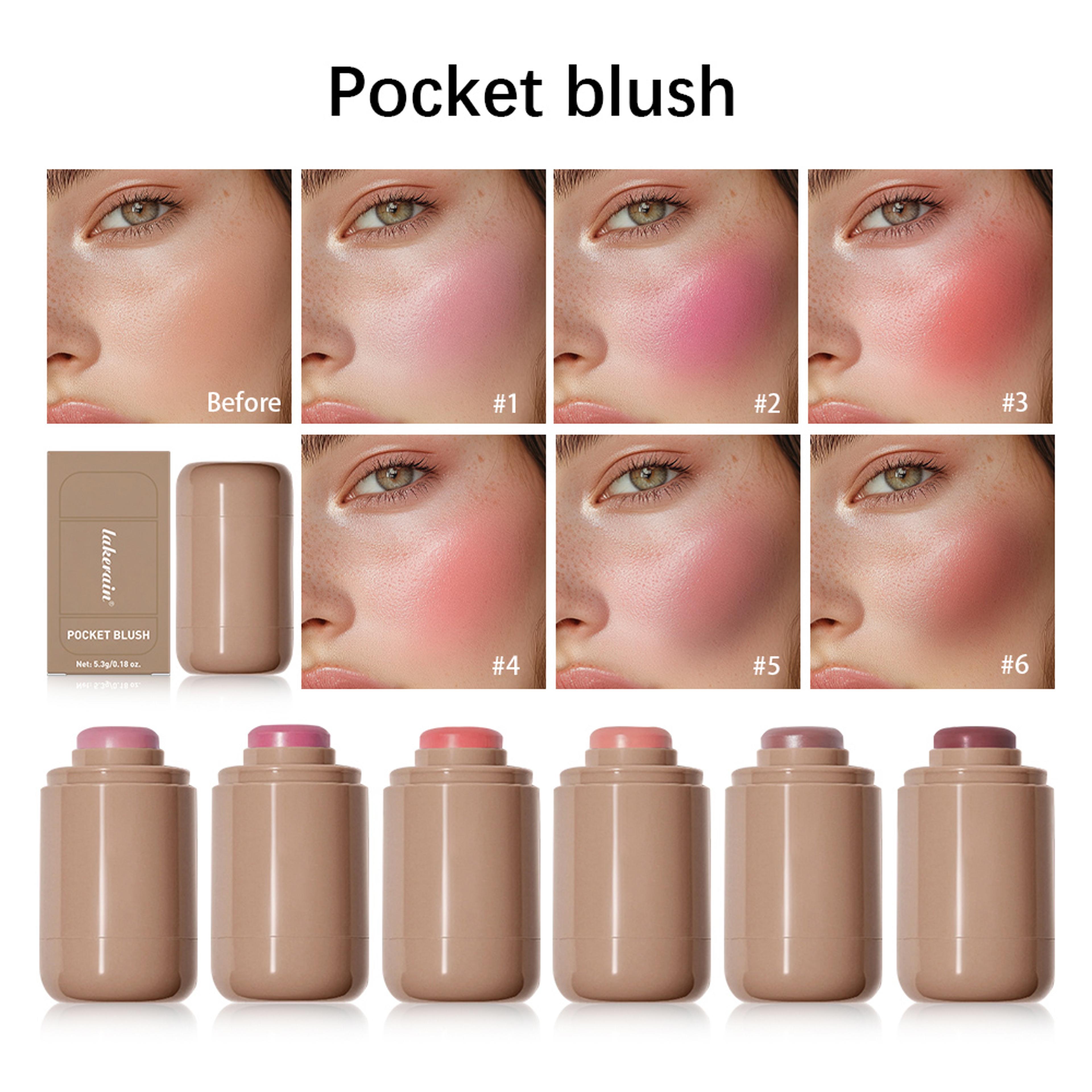 lakerain 3-in-1 blush stick – lasting brightens cheek & lip gloss, moisturizing face rouge for a natural glow (6 colors)