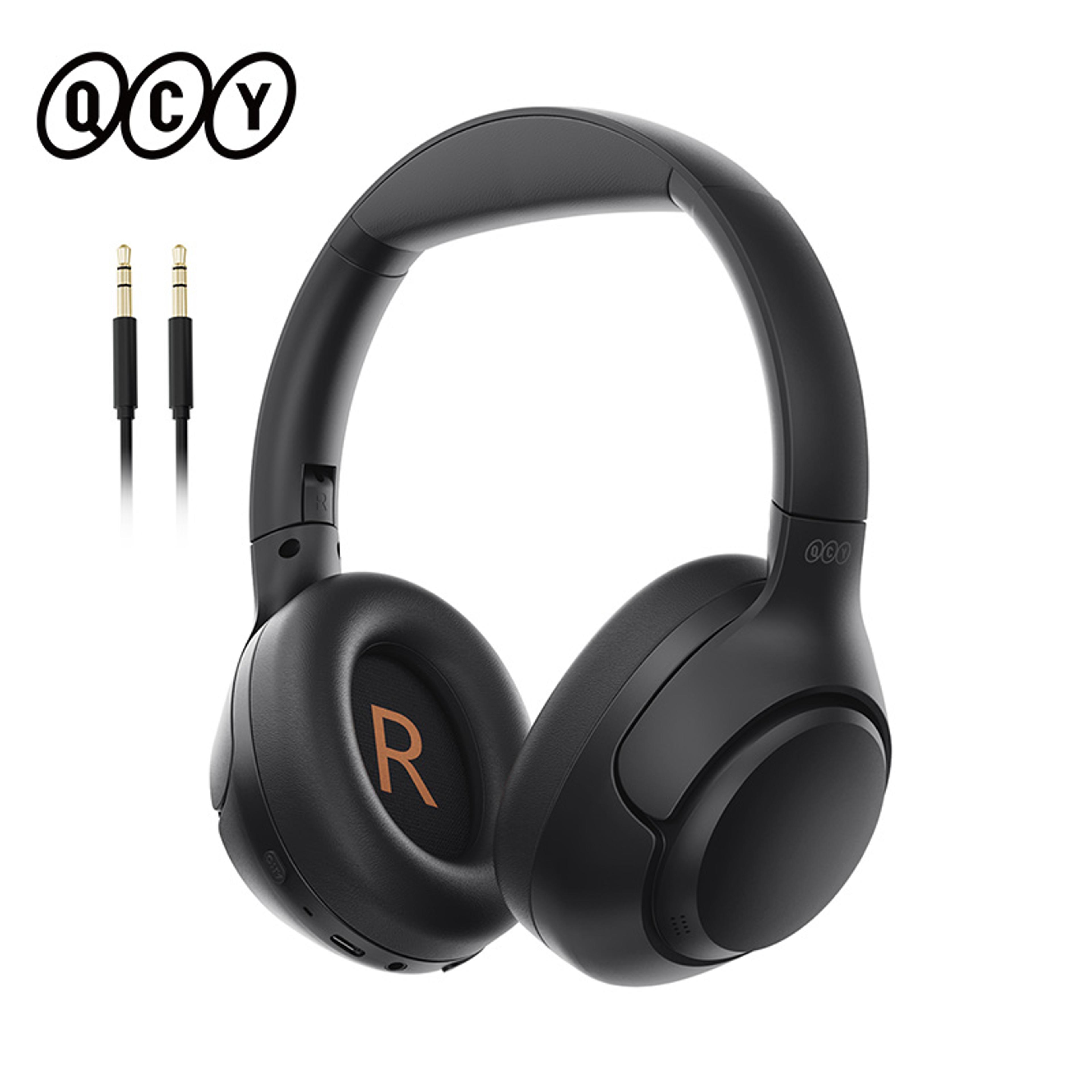 bluetooth hi res audio over ear headset, qcy h3 anc wireless headphones, hybrid noise cancelling earphones