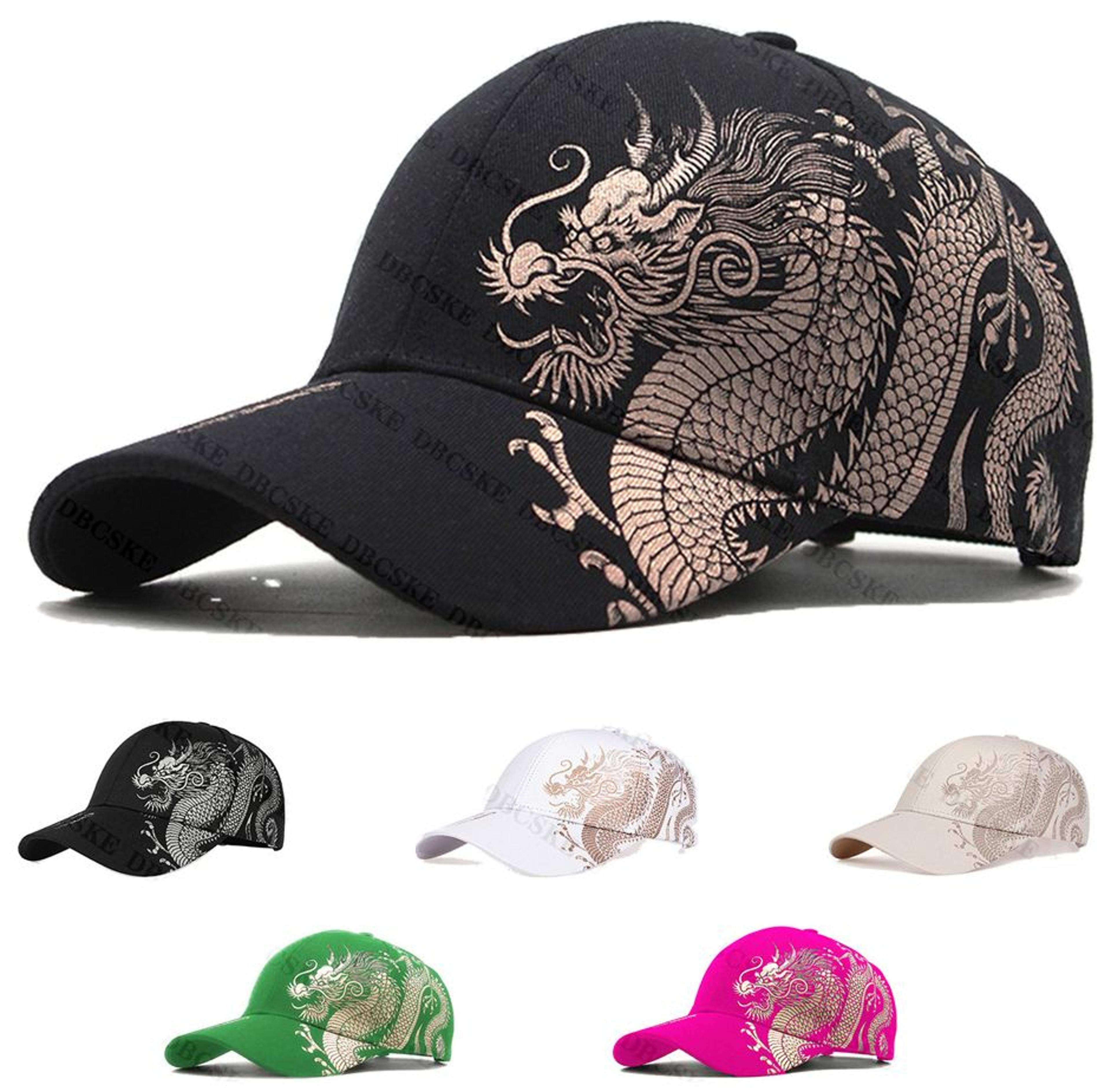 men chinese dragon totem baseball cap, summer snapback hat for women, cool outdoor sun protection streetwear