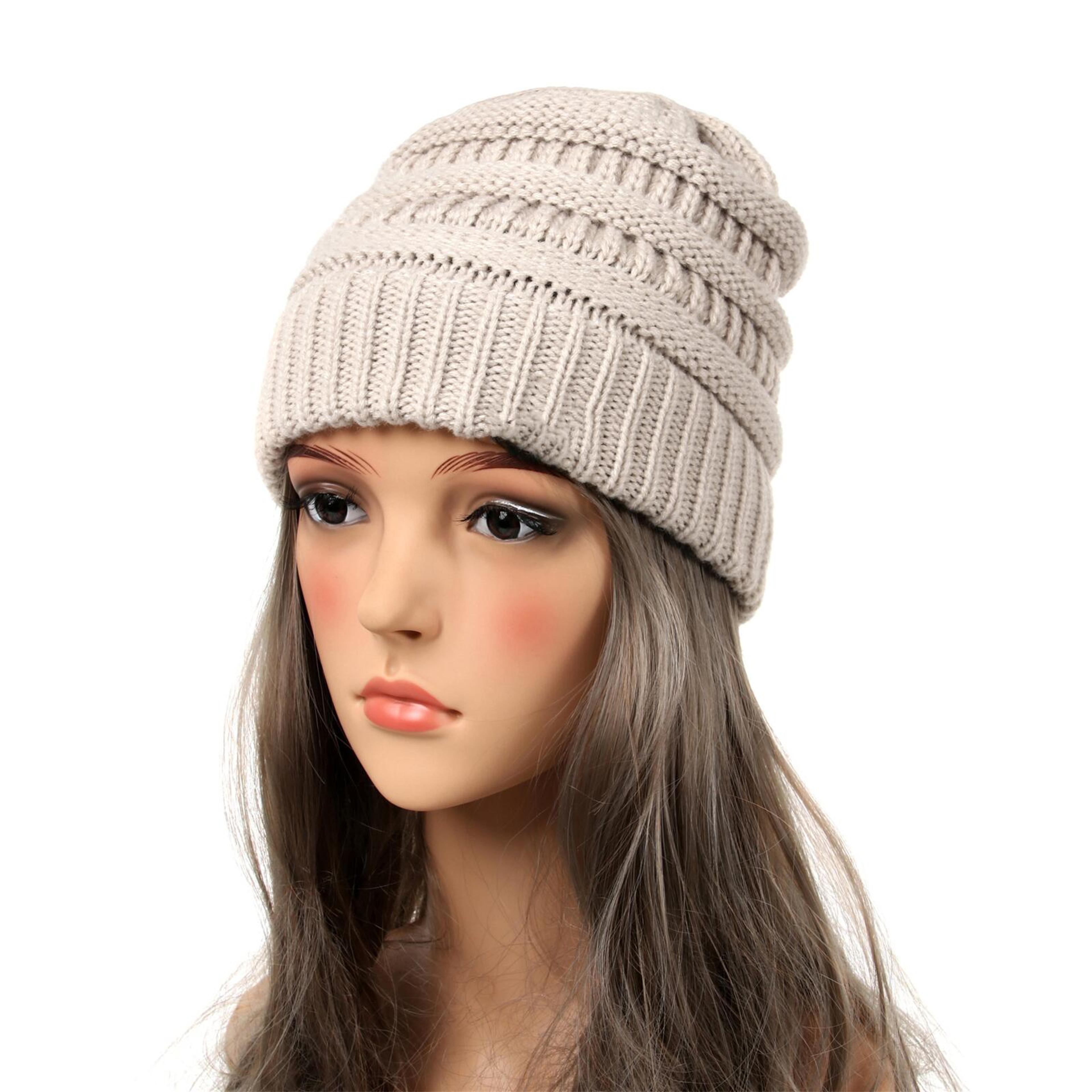 Chunky Cable Knit Beanie Hat For Women Trendy Warm  Soft Winter Hat 3