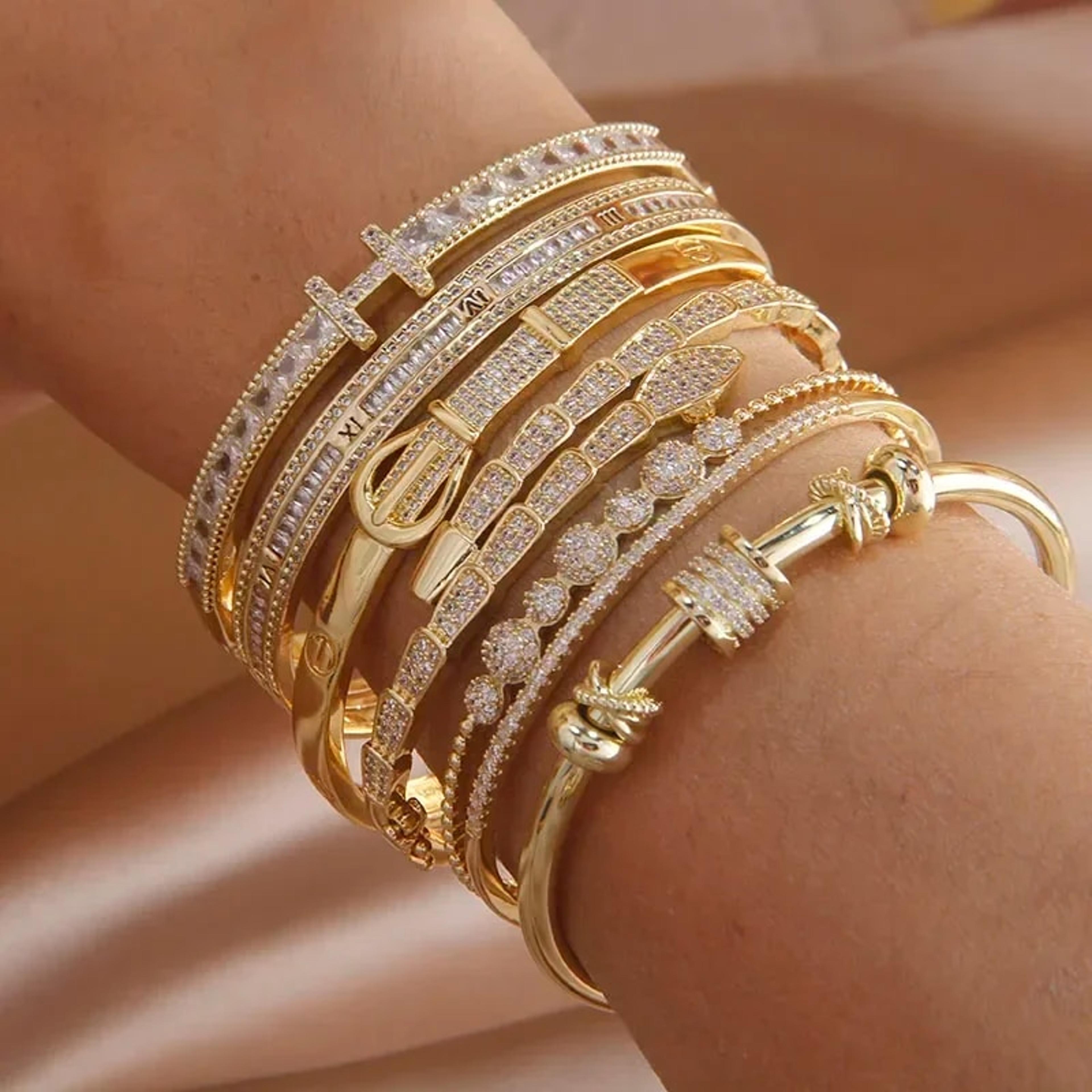 Jff5ClassicLuxuryShinyZirconLetterCharmBraceletforWomenFashionBrandJewelryWeddingParty