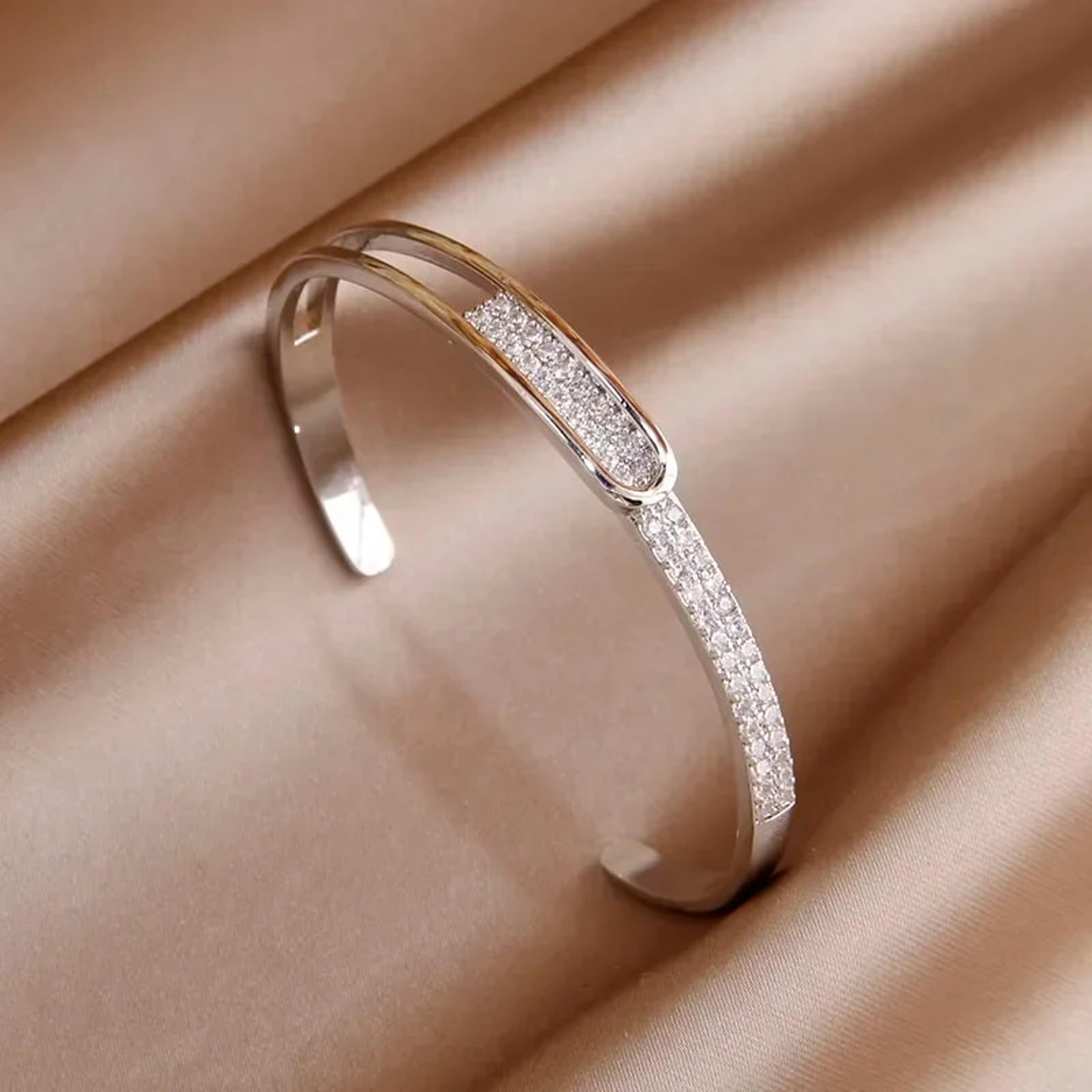 7qlwClassicLuxuryShinyZirconLetterCharmBraceletforWomenFashionBrandJewelryWeddingParty