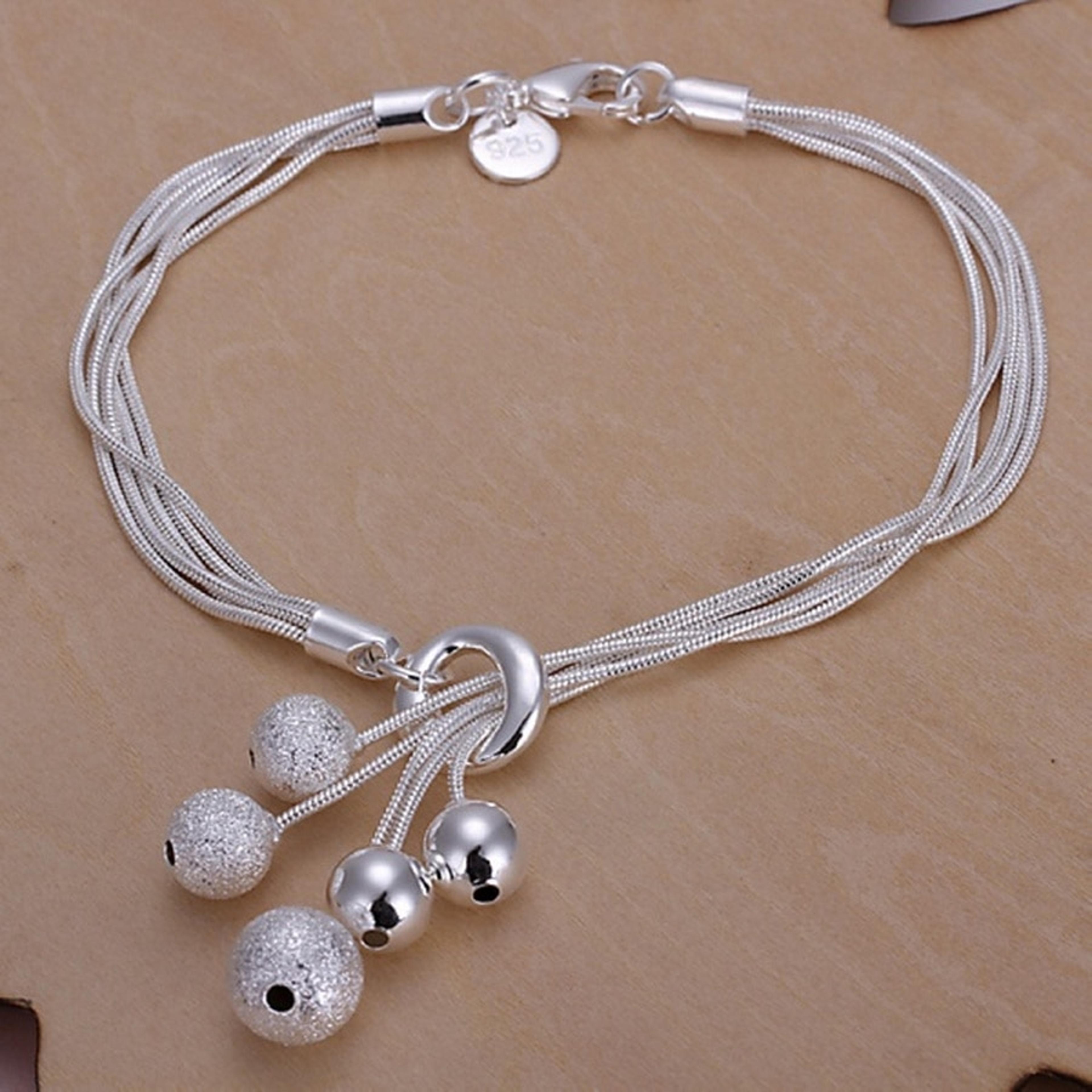 D64gFine925SterlingSilverNobleNiceChainSolidBraceletforWomenMenCharmsPartyGiftWedding