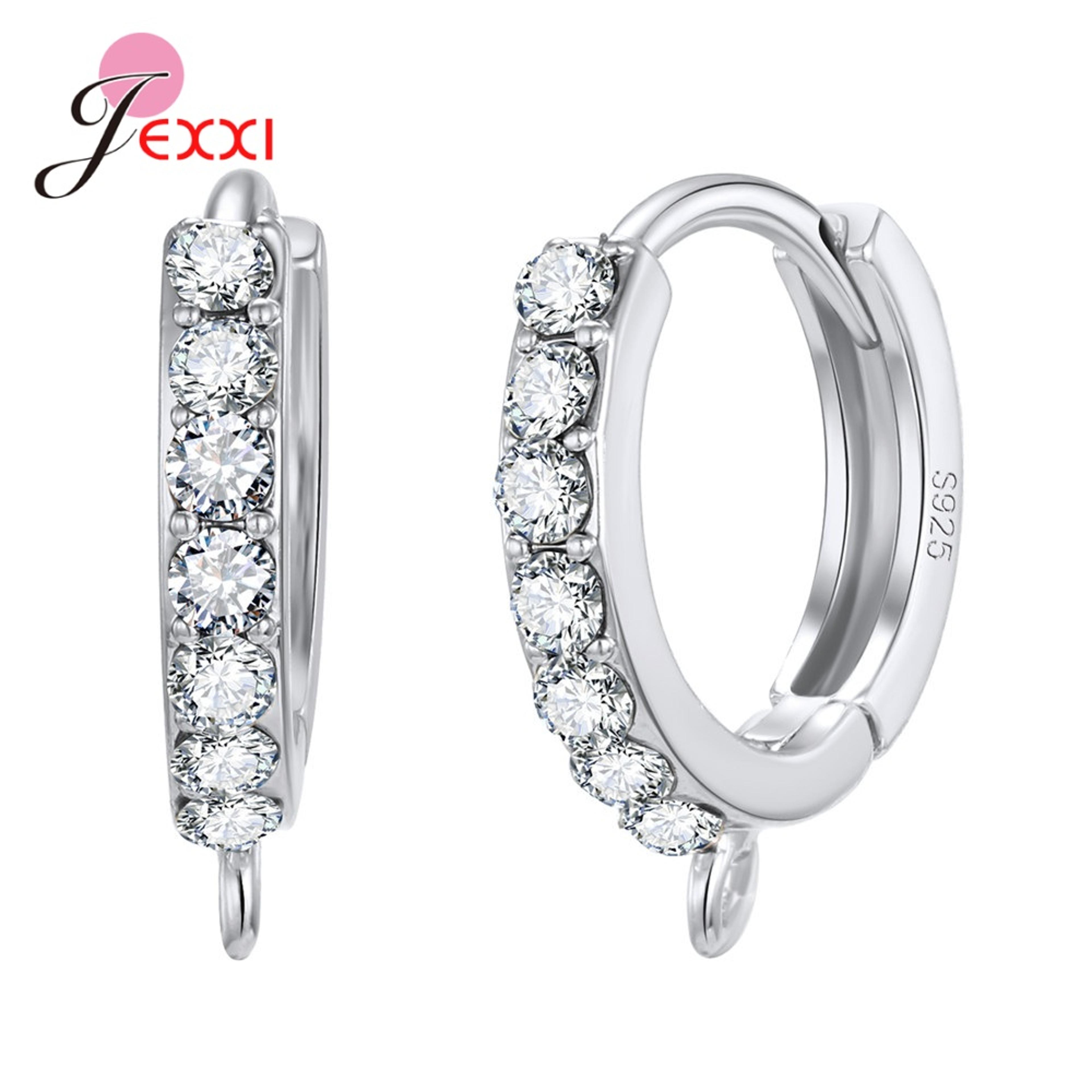 VCCGKoreanStyleVariousModelsCrystalEarringFindingsGenuine925SterlingSilverEarringFinding