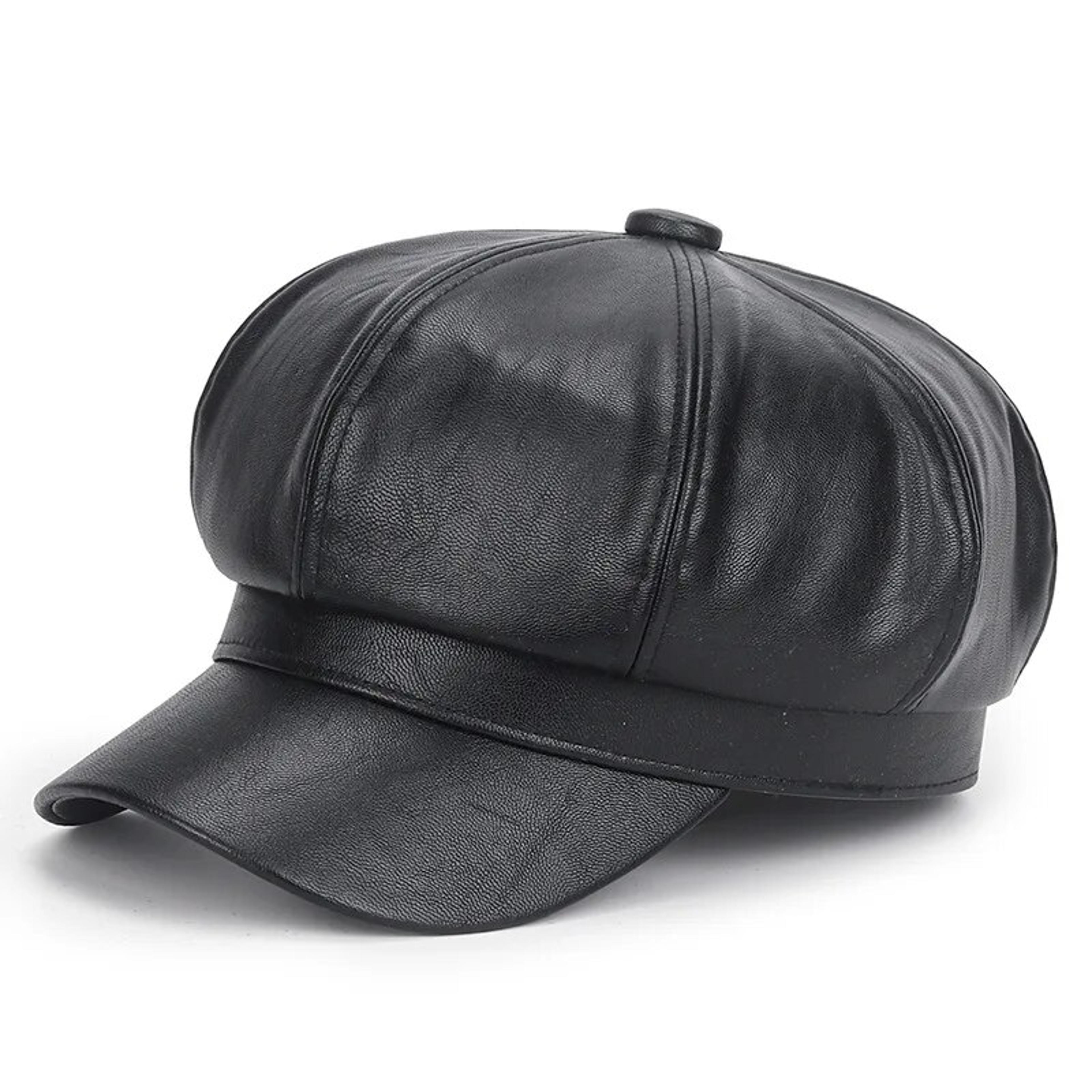 YL57NewWomenPULeatherBeretsCapHatBlackRedOutdoorAdjustableFemaleAutumnWinterCasualLad