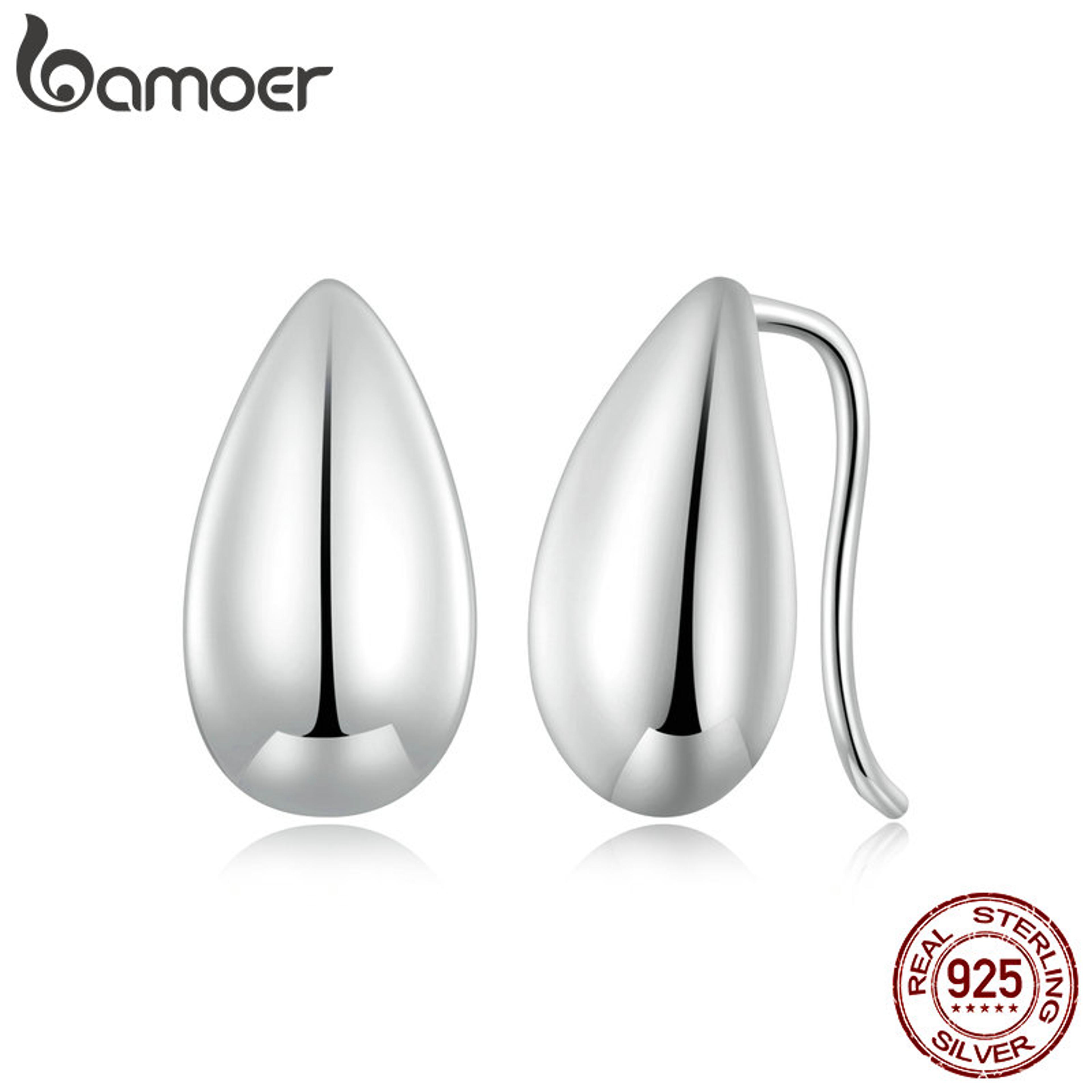 925 sterling silver waterdrop teardrop stud earrings - bamoer fine jewelry gift for women (bse869)