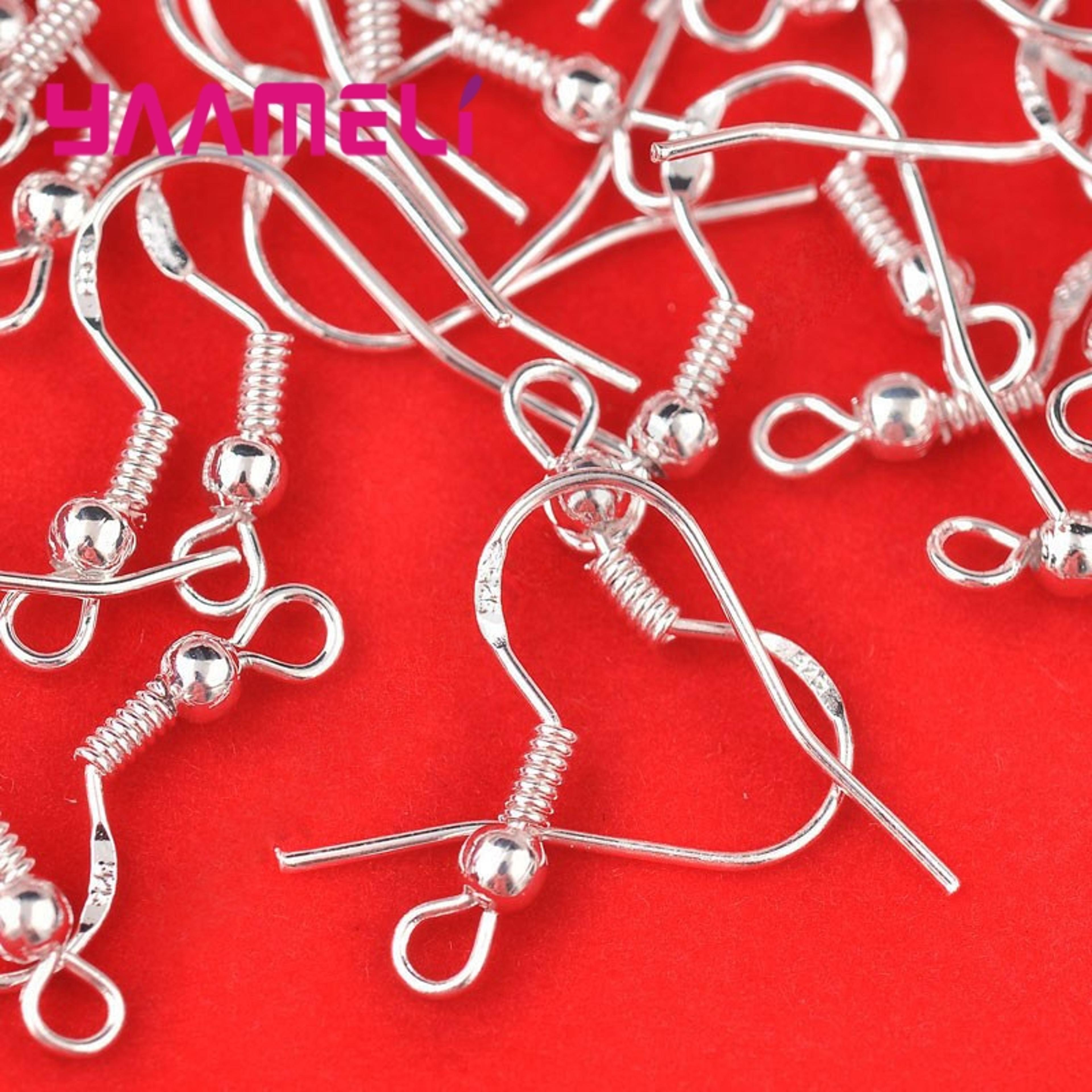 wholesale 925 sterling silver french hook earring findings: 200pcs 18mm shining beaded ball jewelry accessory
