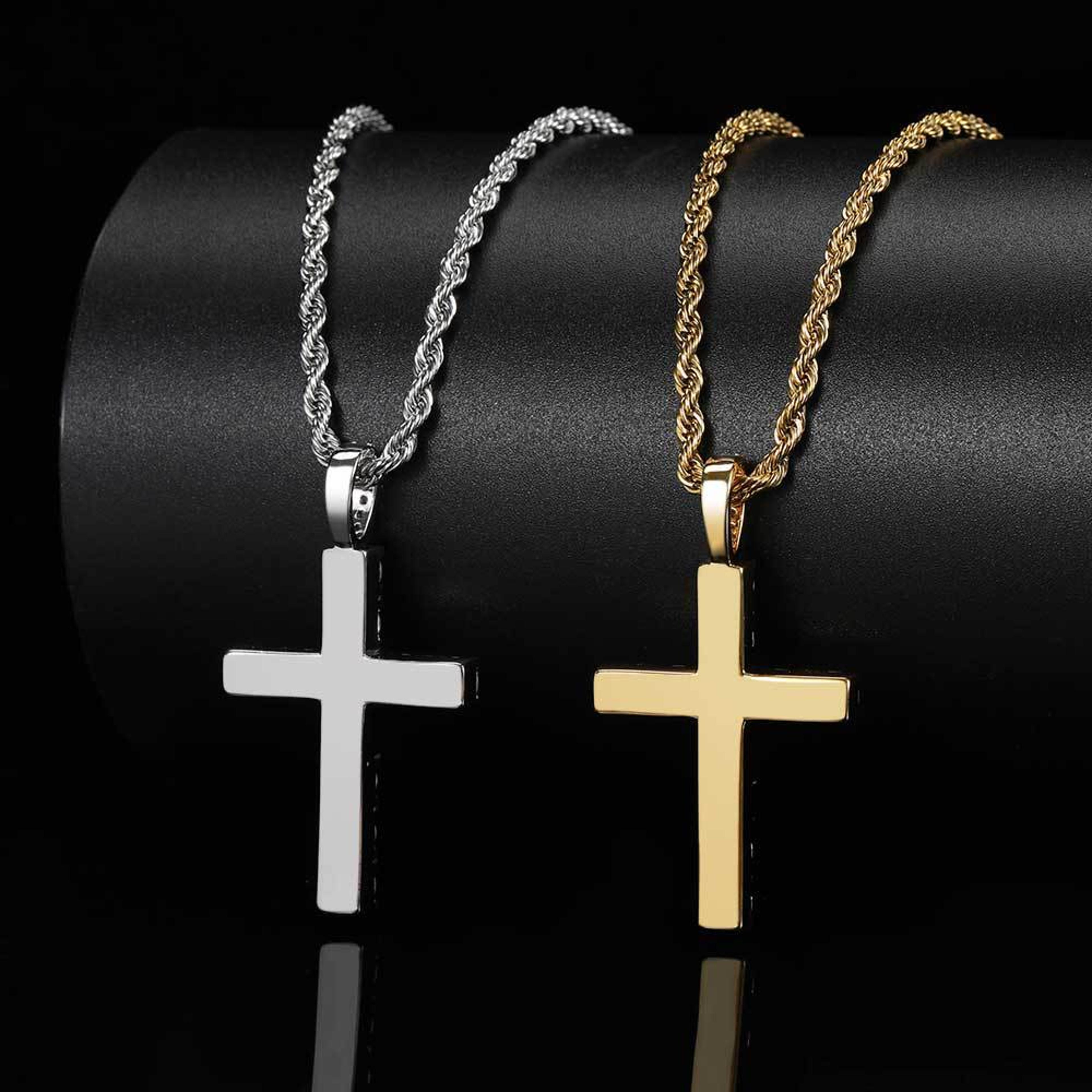 Durable Twisted Rope Cross Necklace And Bracelet Set Stainless Steel Jewelry Simple Casual Style Gi 3
