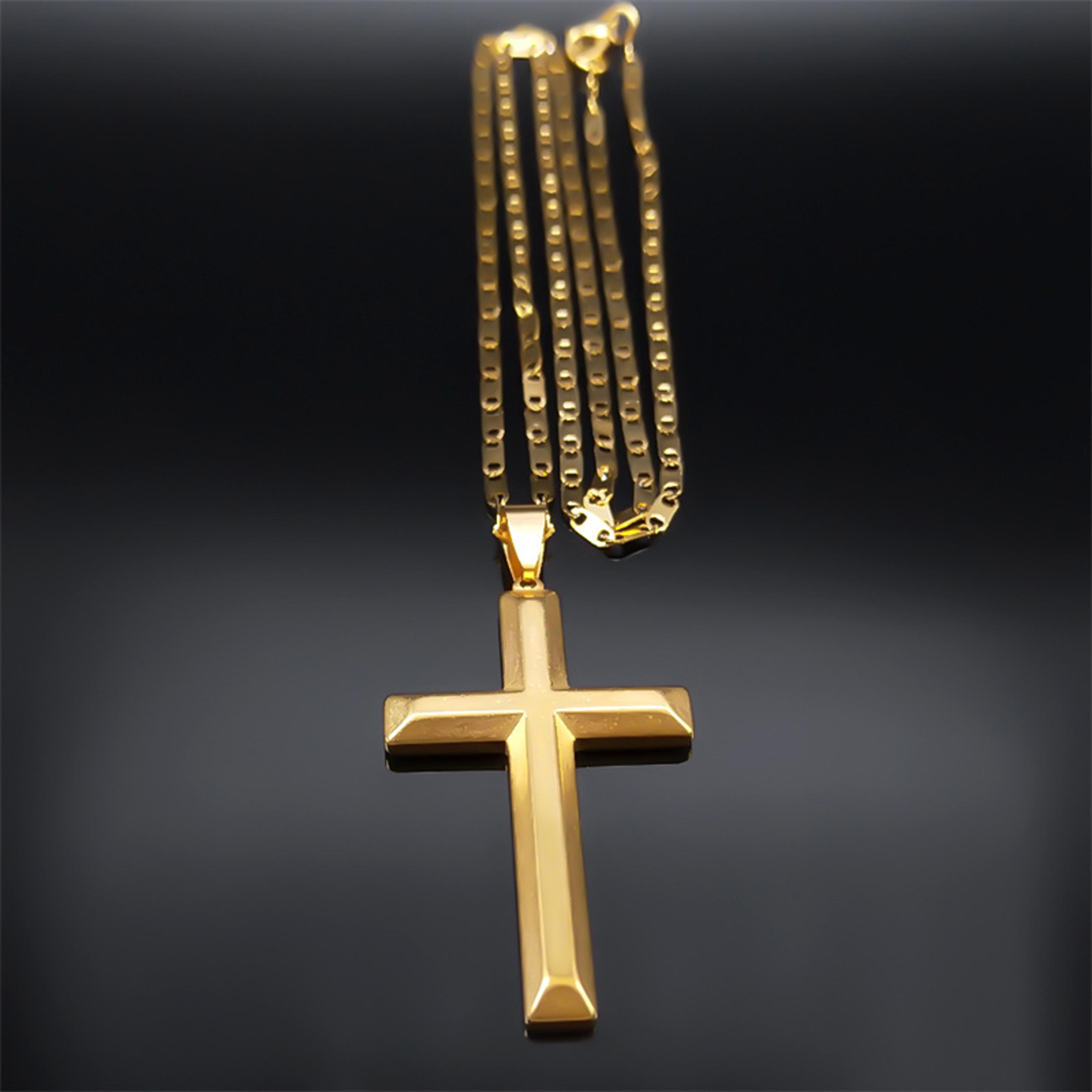 Stainless Steel Jesus Christ Cross Necklace For Men Women Big Hip Hop Gold Plated Necklaces Birthda 1