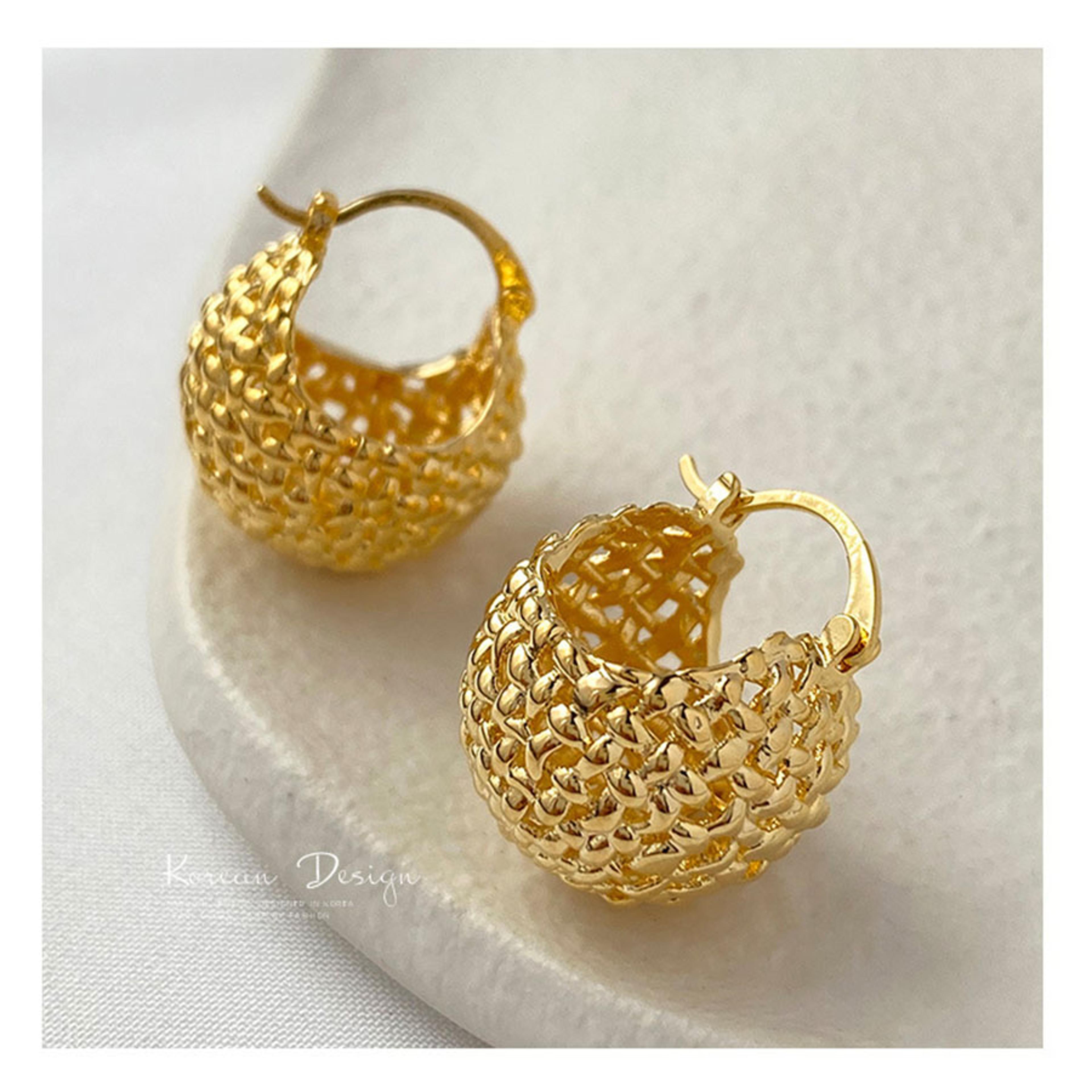 Simple Thick Round Ball Hoop Earrings Gold Chunky Hoop Earrings Lightweight Gold Earrings 4