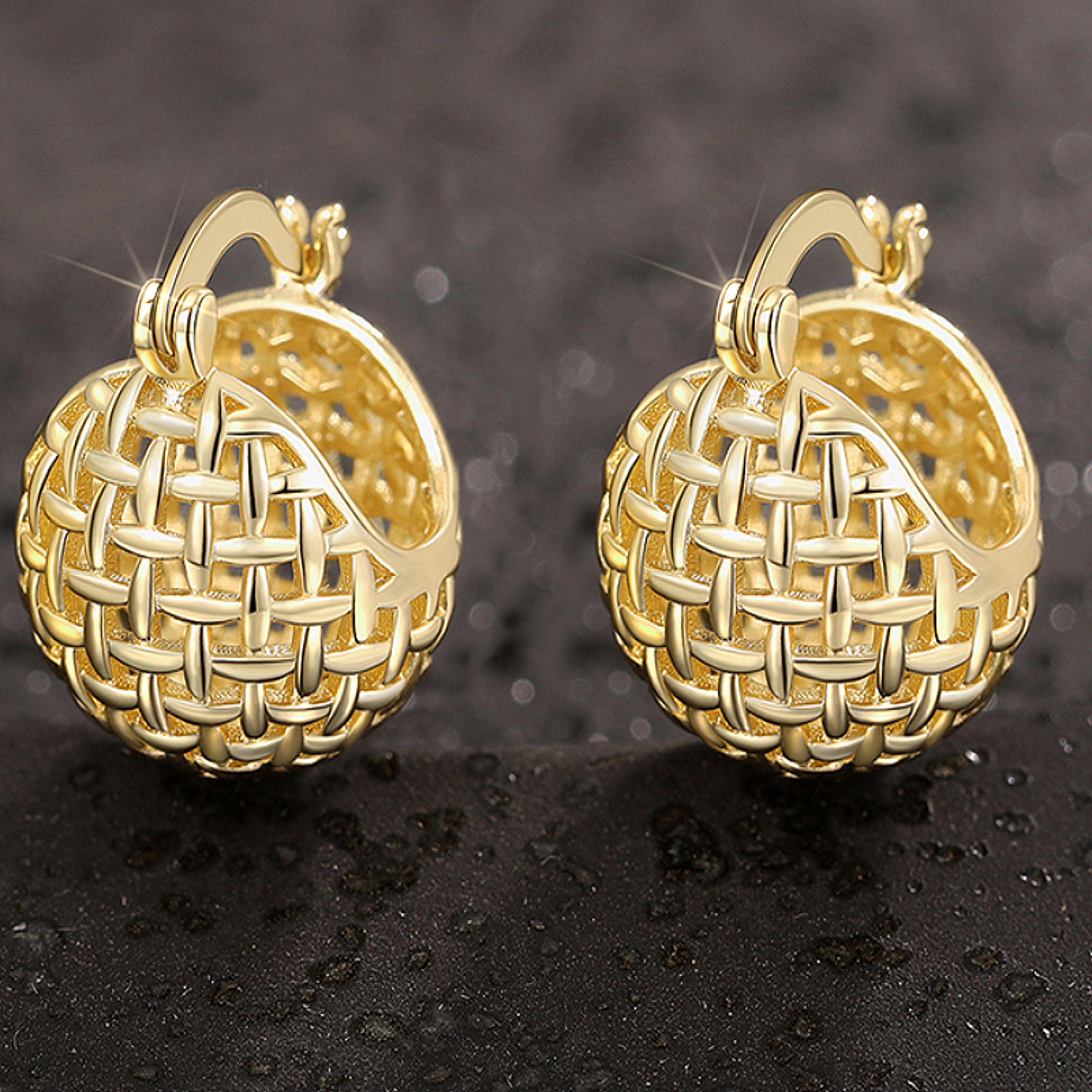 Trendy Gold Color Silver Color Women Metal Hoop Earrings With Ball Design Jewelry For Wedding Party 5