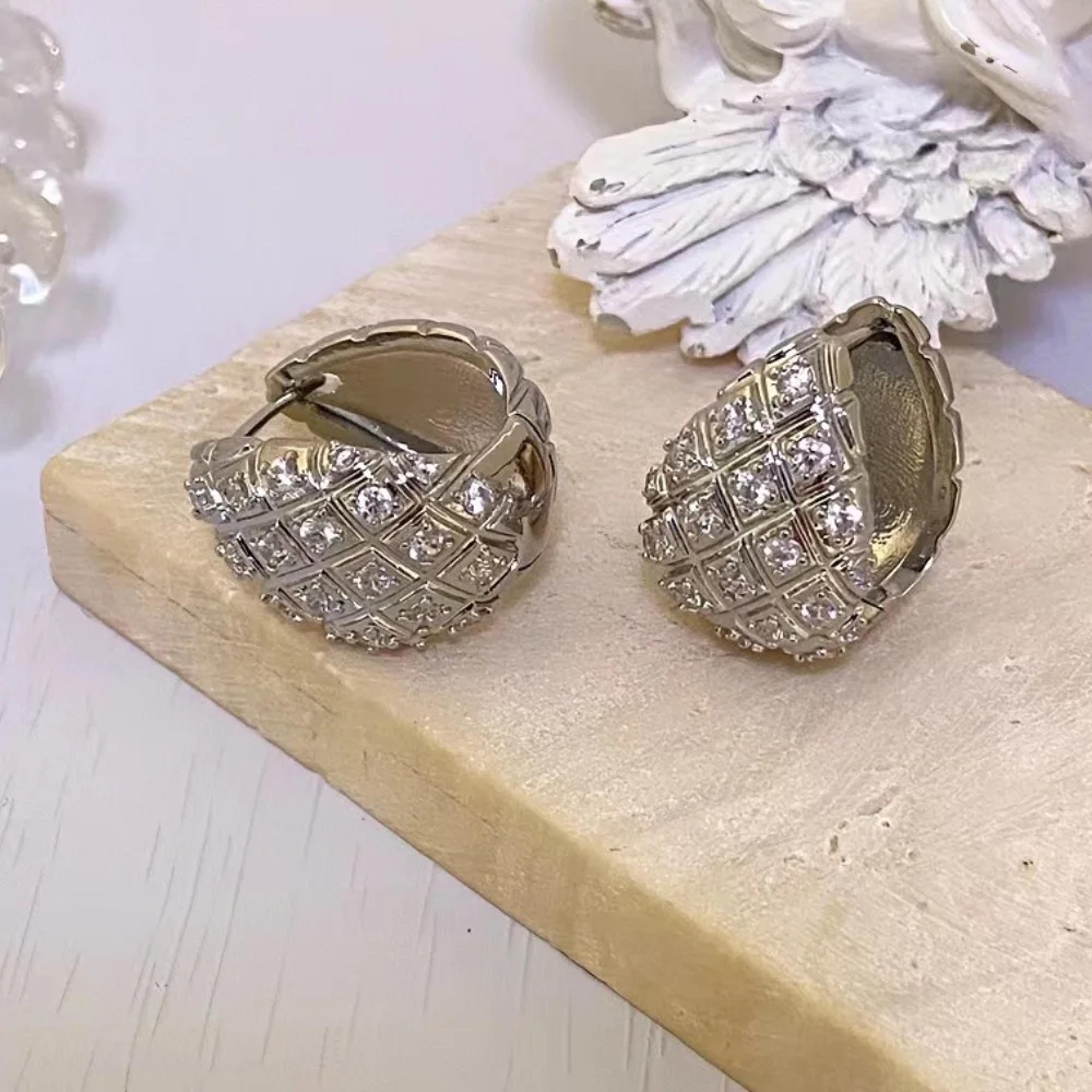 Sparkling Water Droplet Earrings Xstripe Design Golden Fashion Earrings 6