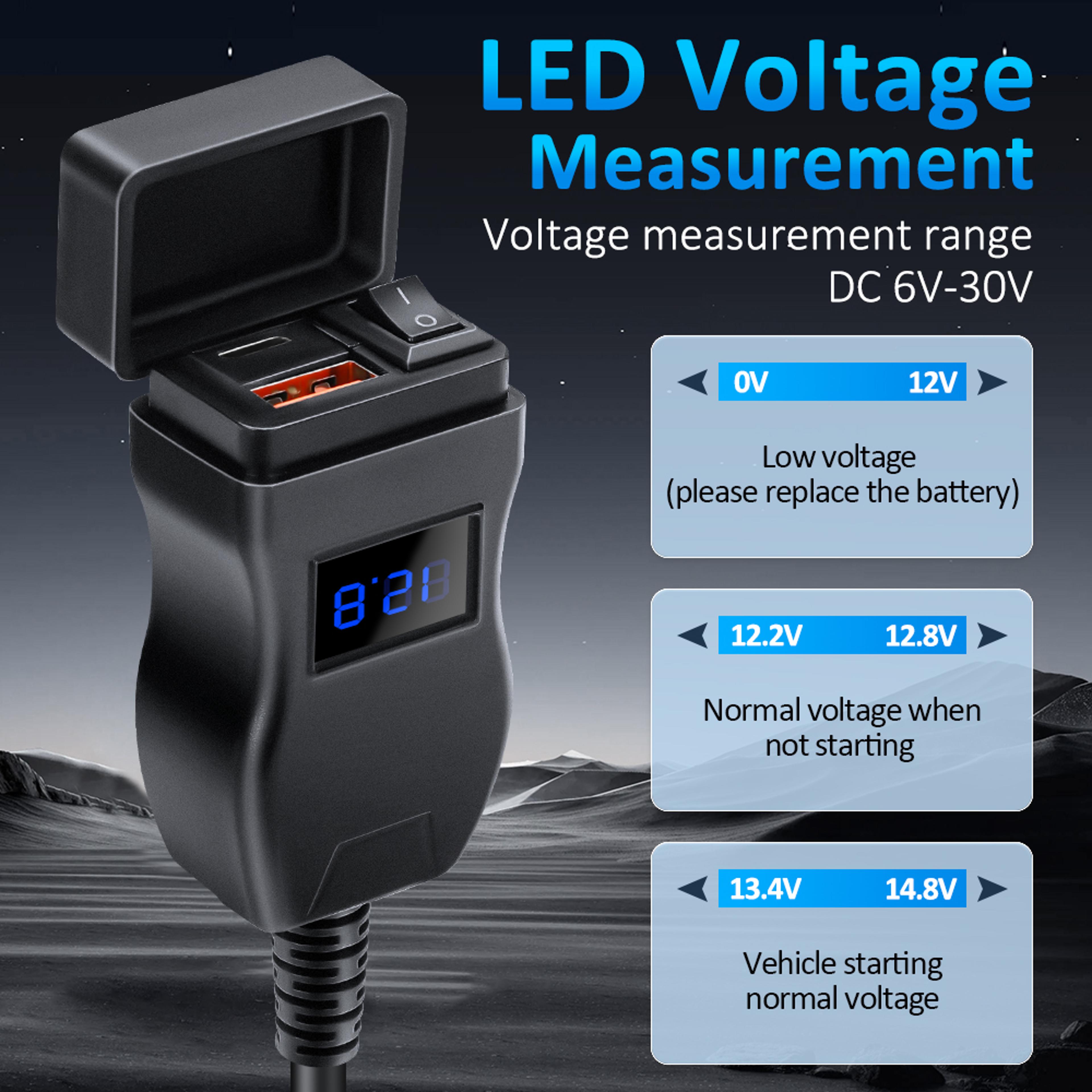 Waterproof Motorcycle USB Charger Anchtek 12V Quick Charge 30  PD Ports VehicleMounted Adapter 1