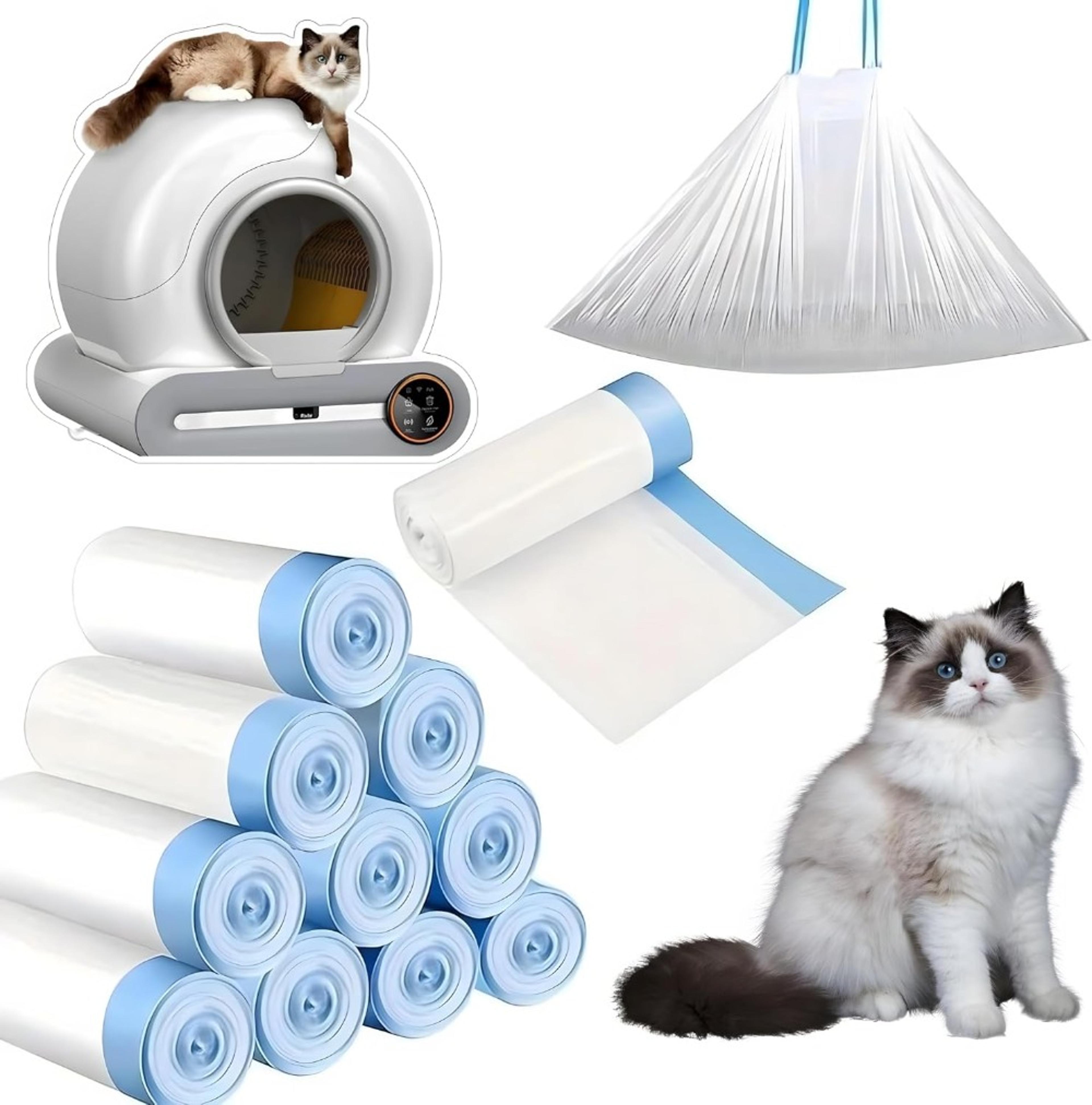 Drawstring Closure Cat Litter Bags 10 Rolls Tonepie SelfCleaning Litter Box Poop Bags For Easy Pet  0