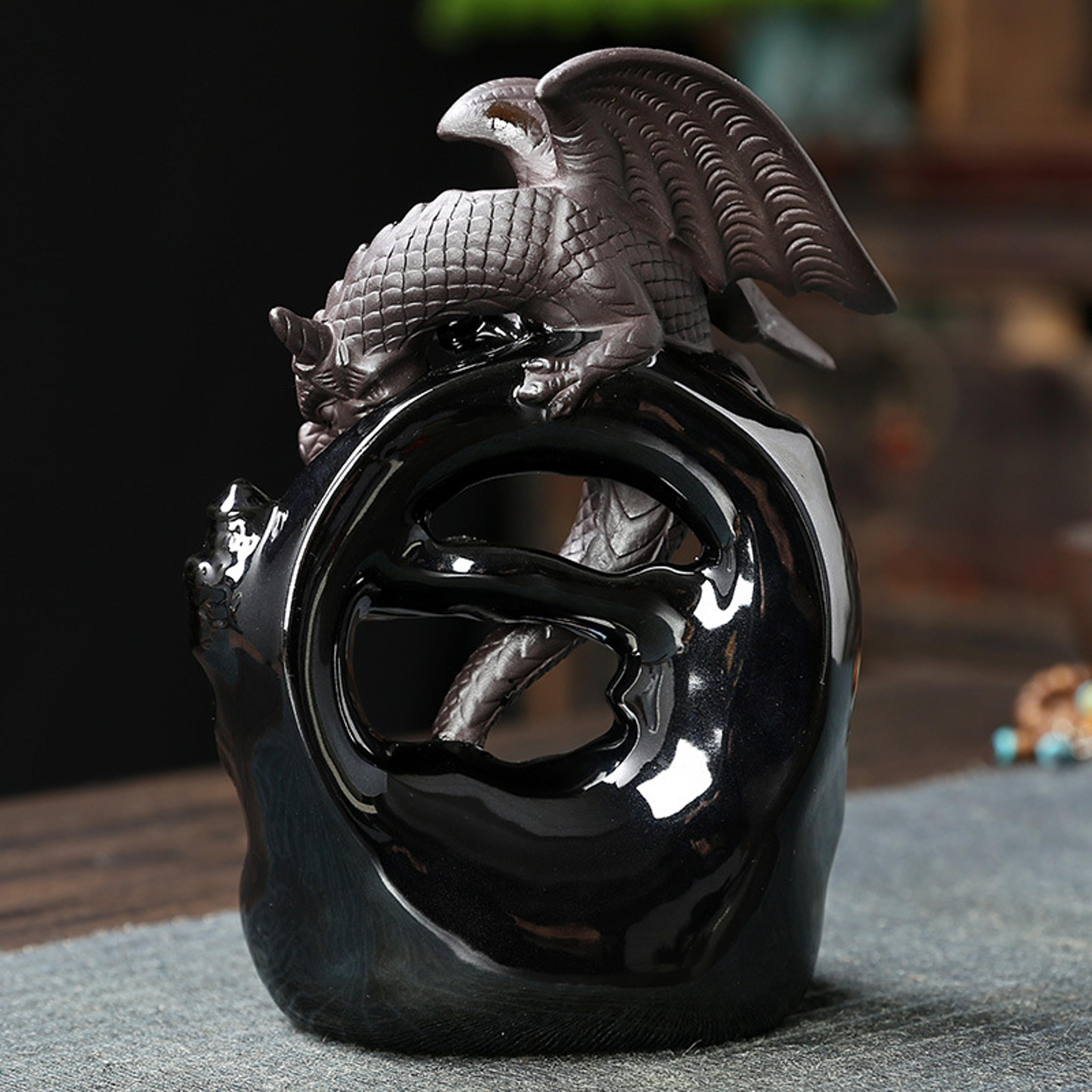 Ceramic Vintage Dragon Backflow Incense Burner Unique Tabletop Home Decor  Relaxing Aromatherapy Gi 1