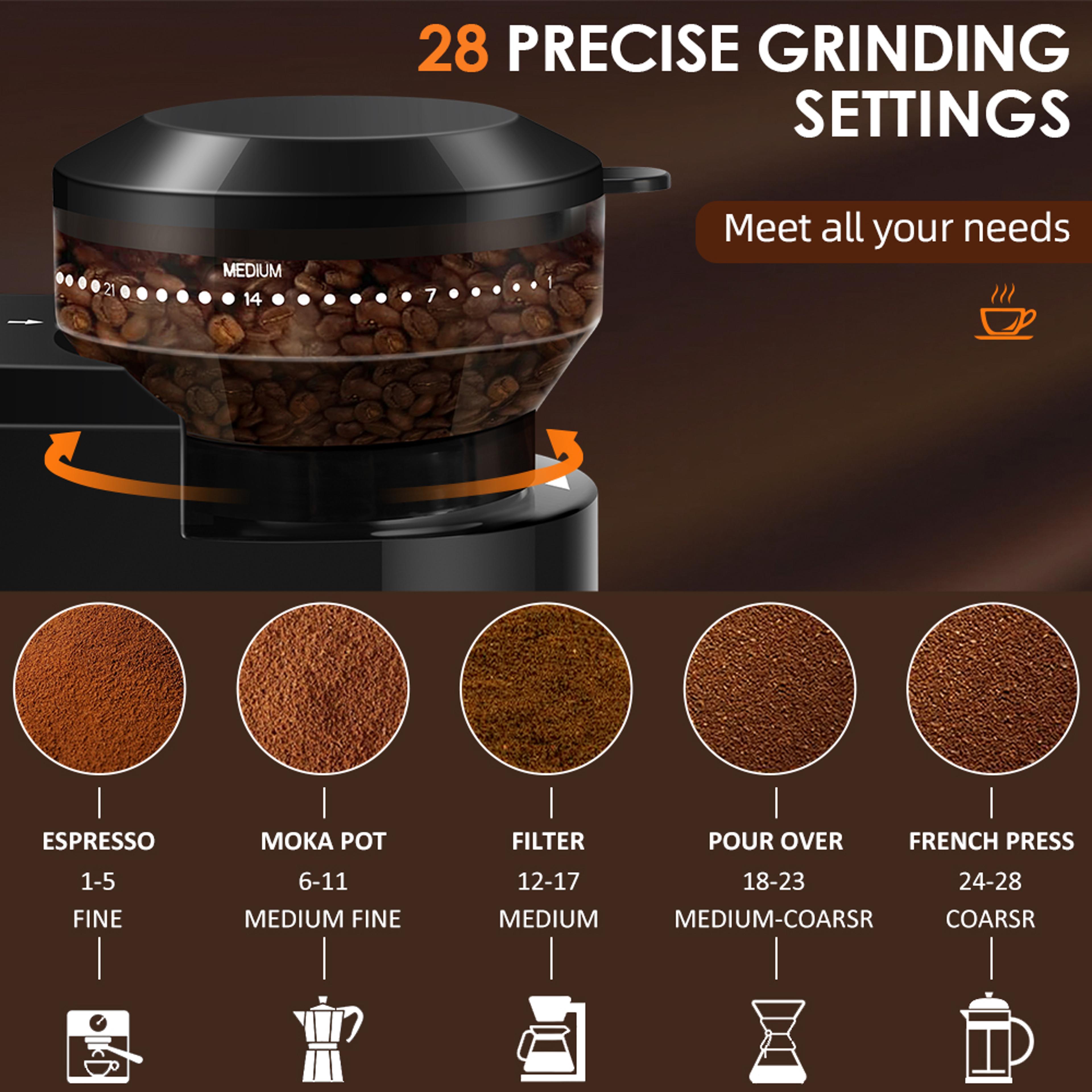 Electric Automatic Burr Mill Coffee Grinder With Adjustable Grind Settings Precision Coffee Bean Gr 1