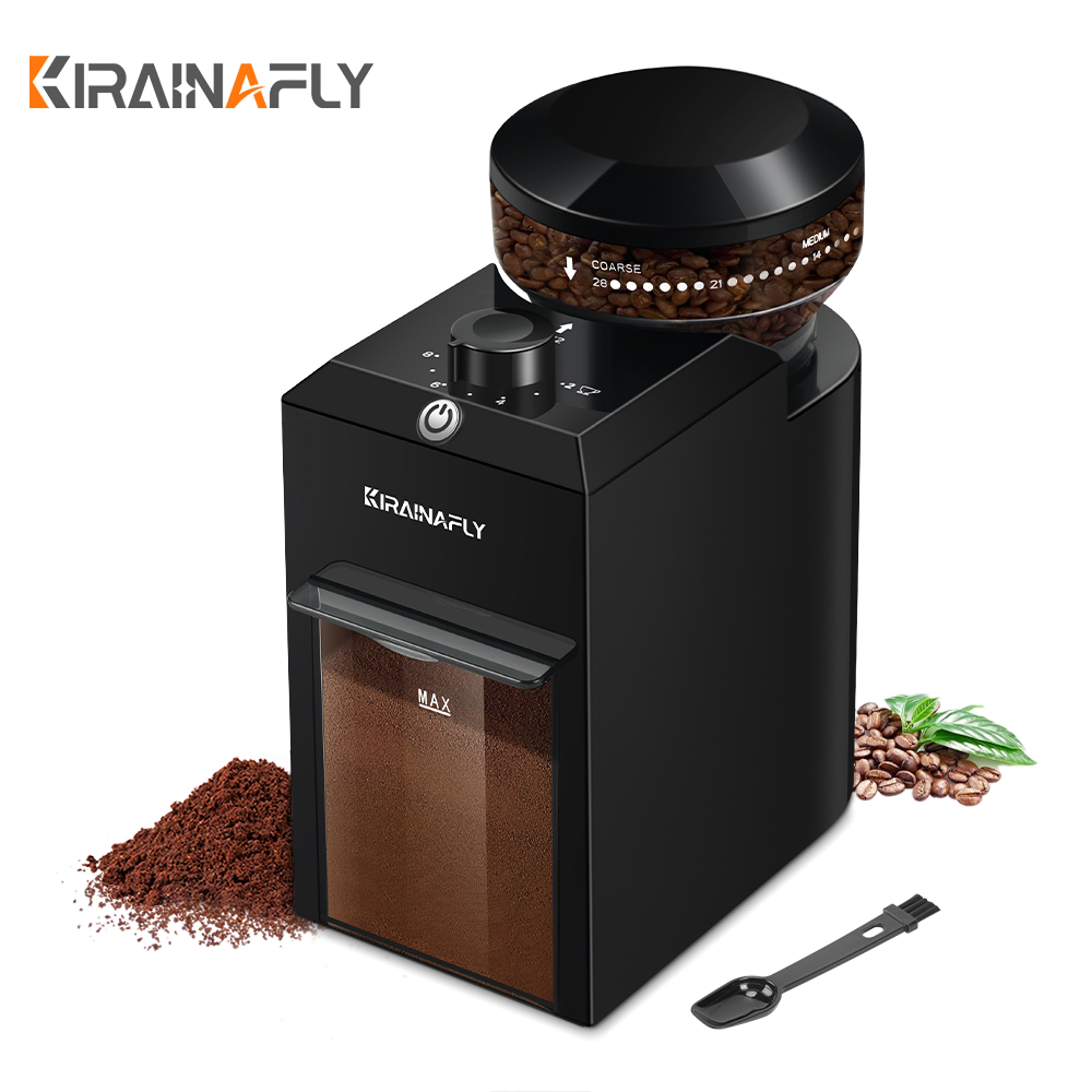 electric automatic burr mill coffee grinder with adjustable grind settings, precision coffee bean grinding for espresso